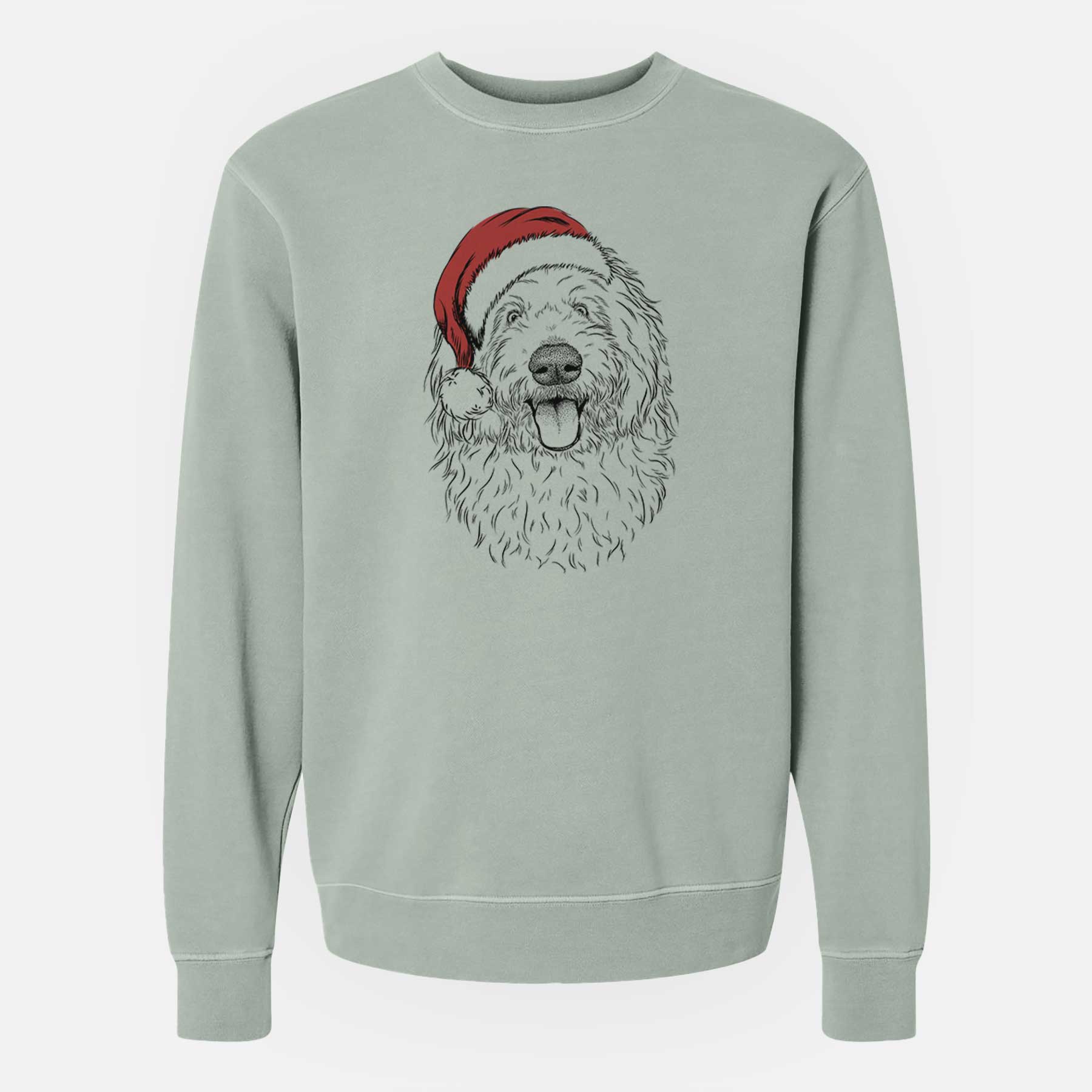 Santa Barry the Old English Sheepdog - Unisex Pigment Dyed Crew Sweatshirt