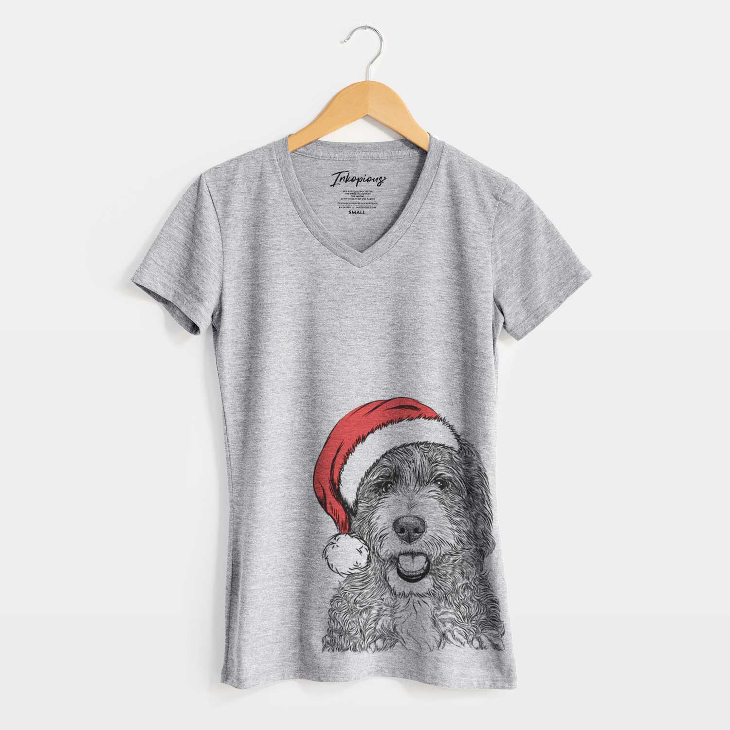 Santa Bash the Bernedoodle - Women's V-neck Shirt