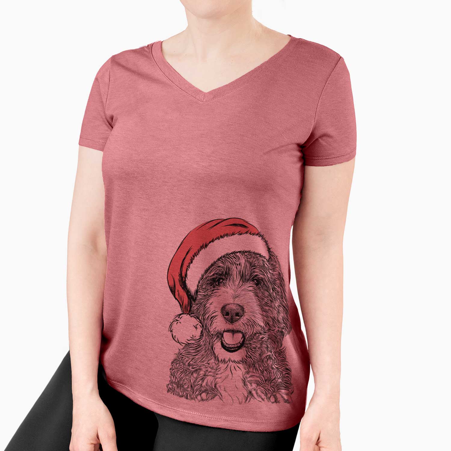 Santa Bash the Bernedoodle - Women's V-neck Shirt