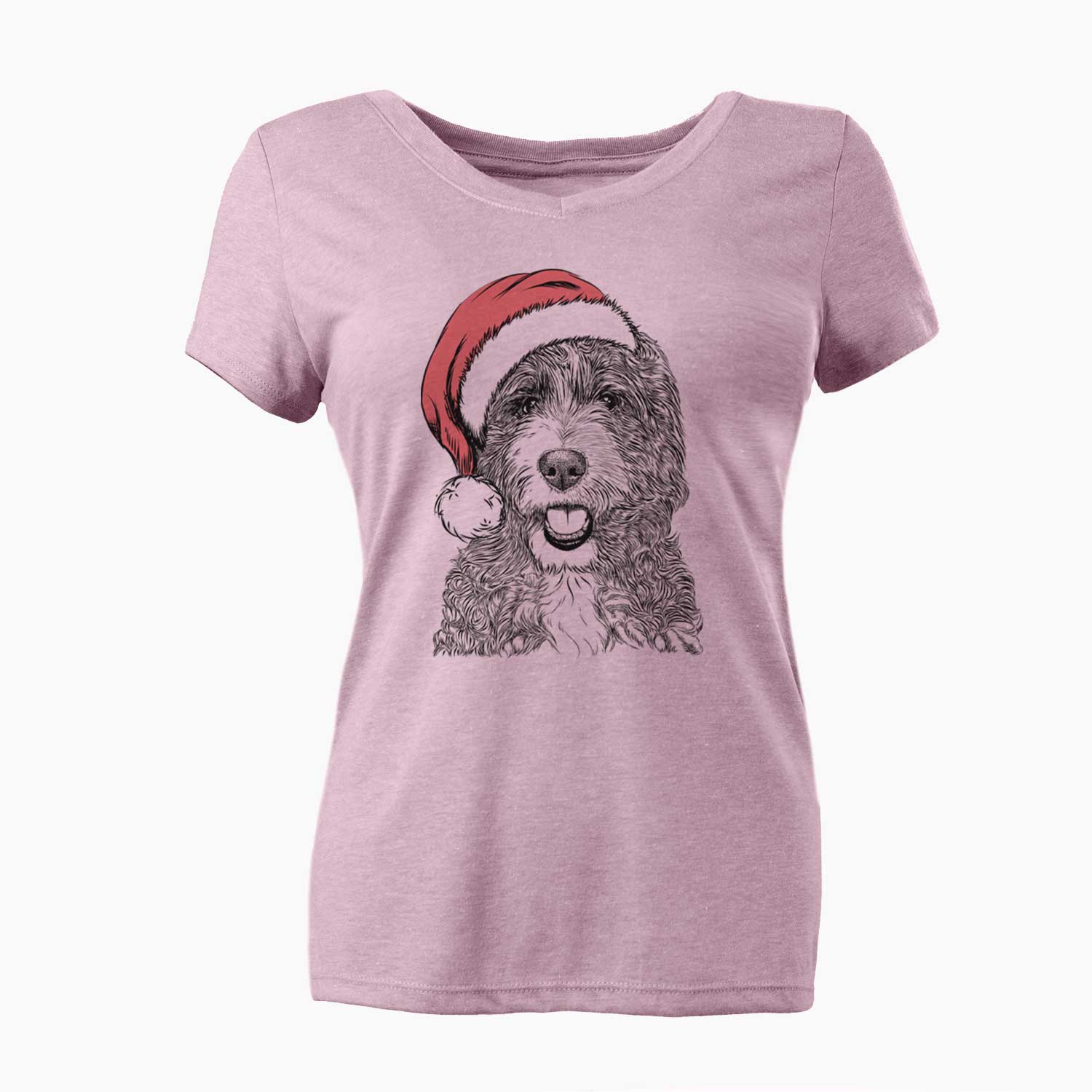 Santa Bash the Bernedoodle - Women's V-neck Shirt