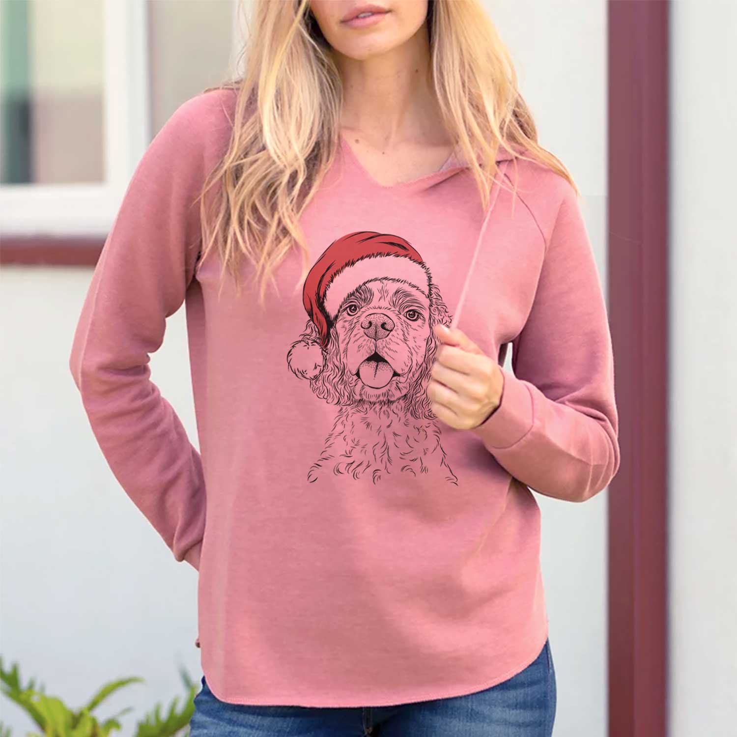 Santa Baxter the American Cocker Spaniel - Cali Wave Hooded Sweatshirt