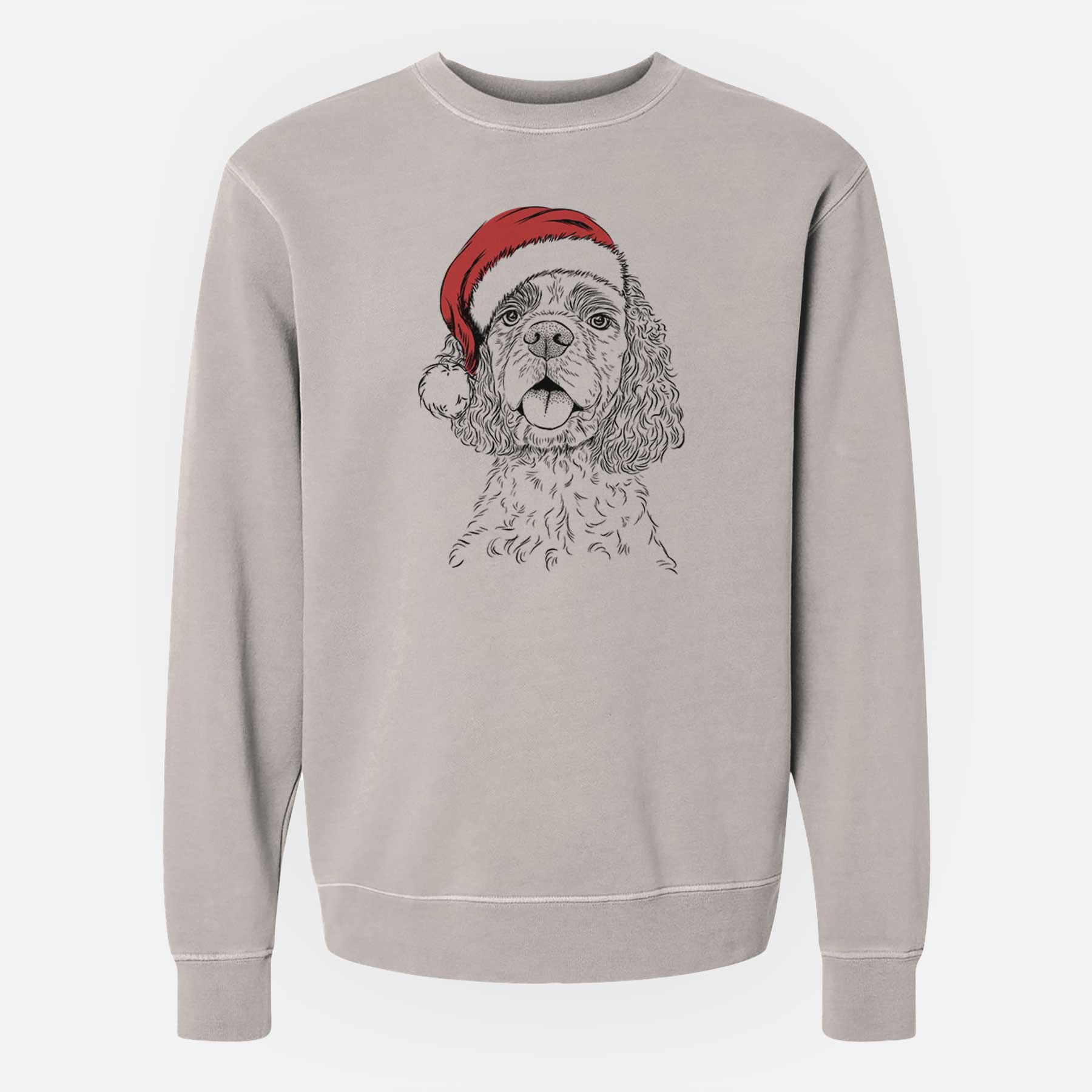 Santa Baxter the American Cocker Spaniel - Unisex Pigment Dyed Crew Sweatshirt