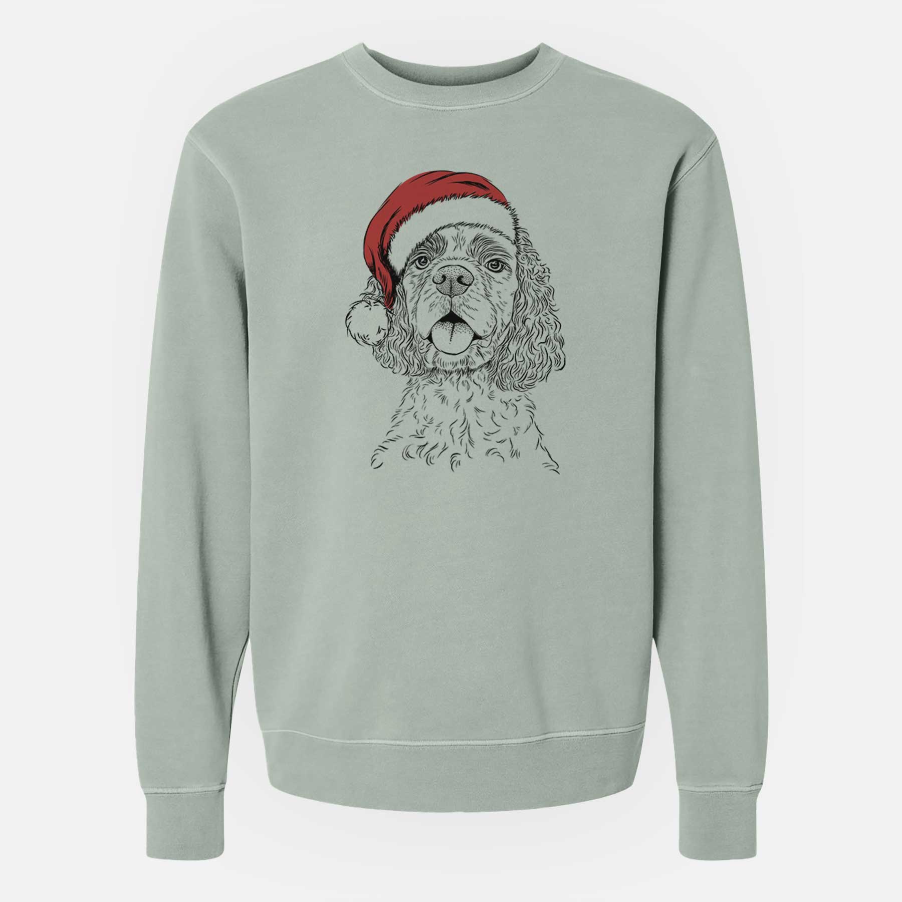 Santa Baxter the American Cocker Spaniel - Unisex Pigment Dyed Crew Sweatshirt