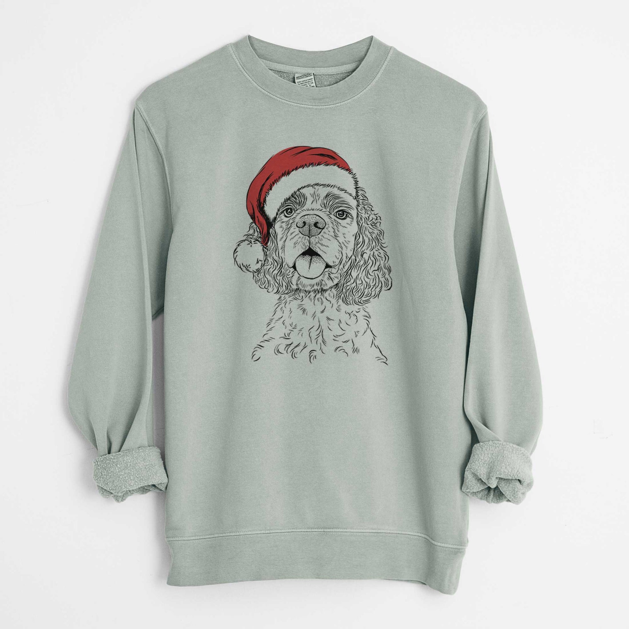 Santa Baxter the American Cocker Spaniel - Unisex Pigment Dyed Crew Sweatshirt