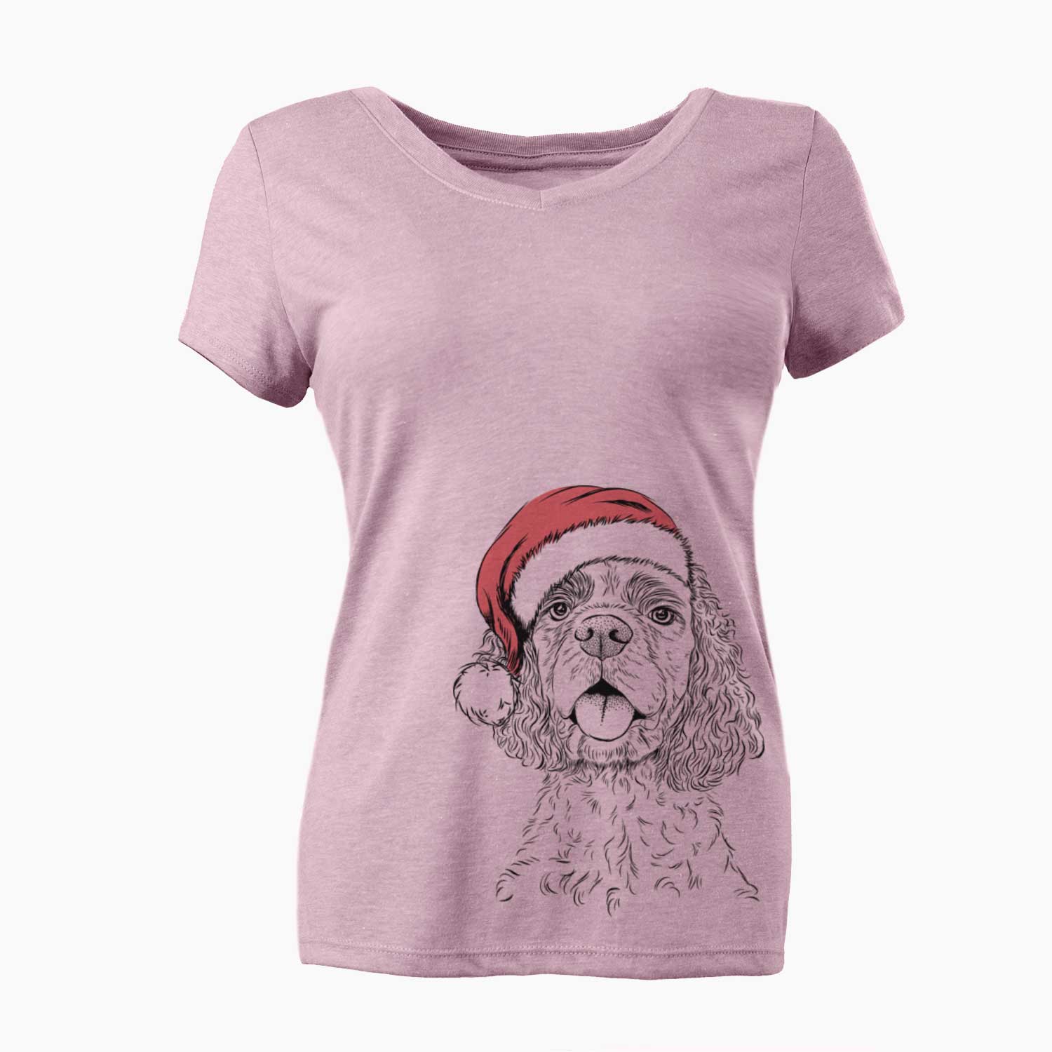 Santa Baxter the American Cocker Spaniel - Women's V-neck Shirt