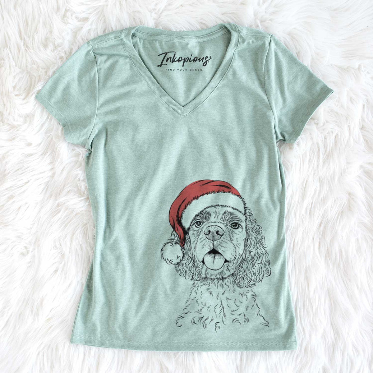 Santa Baxter the American Cocker Spaniel - Women&#39;s V-neck Shirt