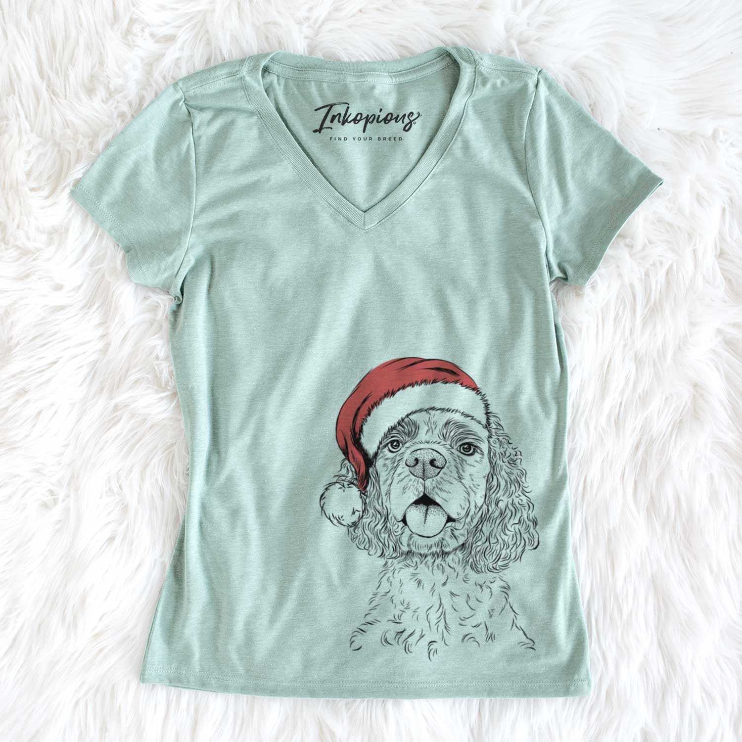 Santa Baxter the American Cocker Spaniel - Women's V-neck Shirt