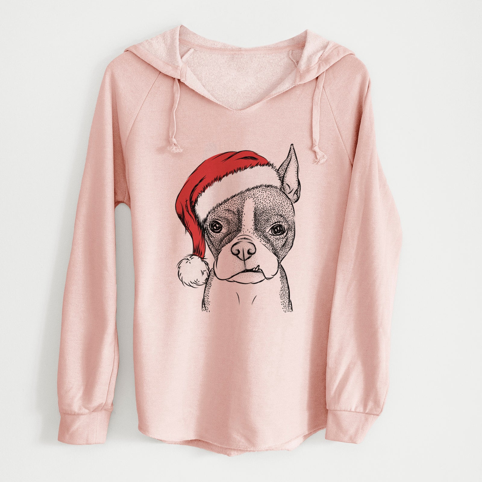 Santa Bean the Boston Terrier - Cali Wave Hooded Sweatshirt