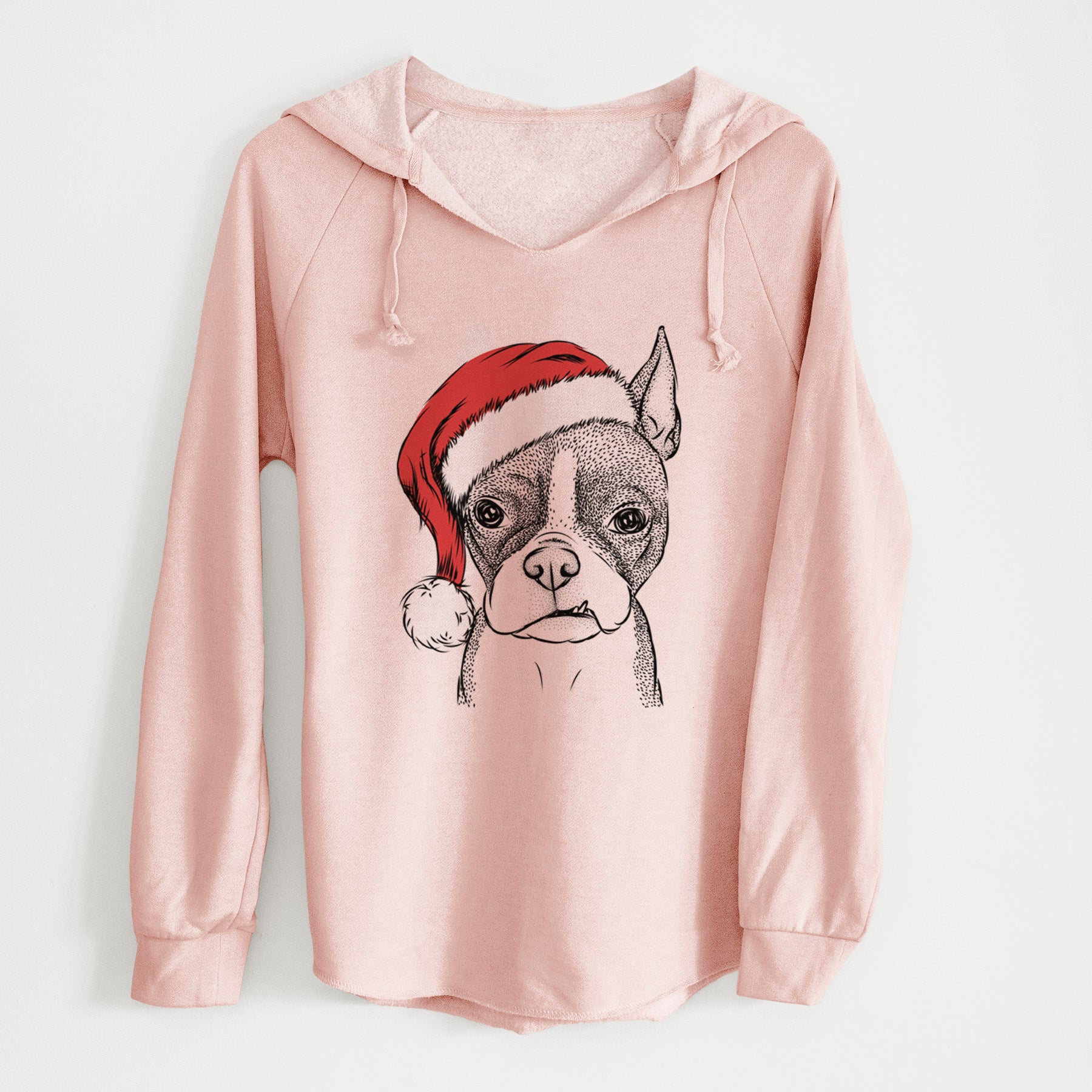 Santa Bean the Boston Terrier - Cali Wave Hooded Sweatshirt