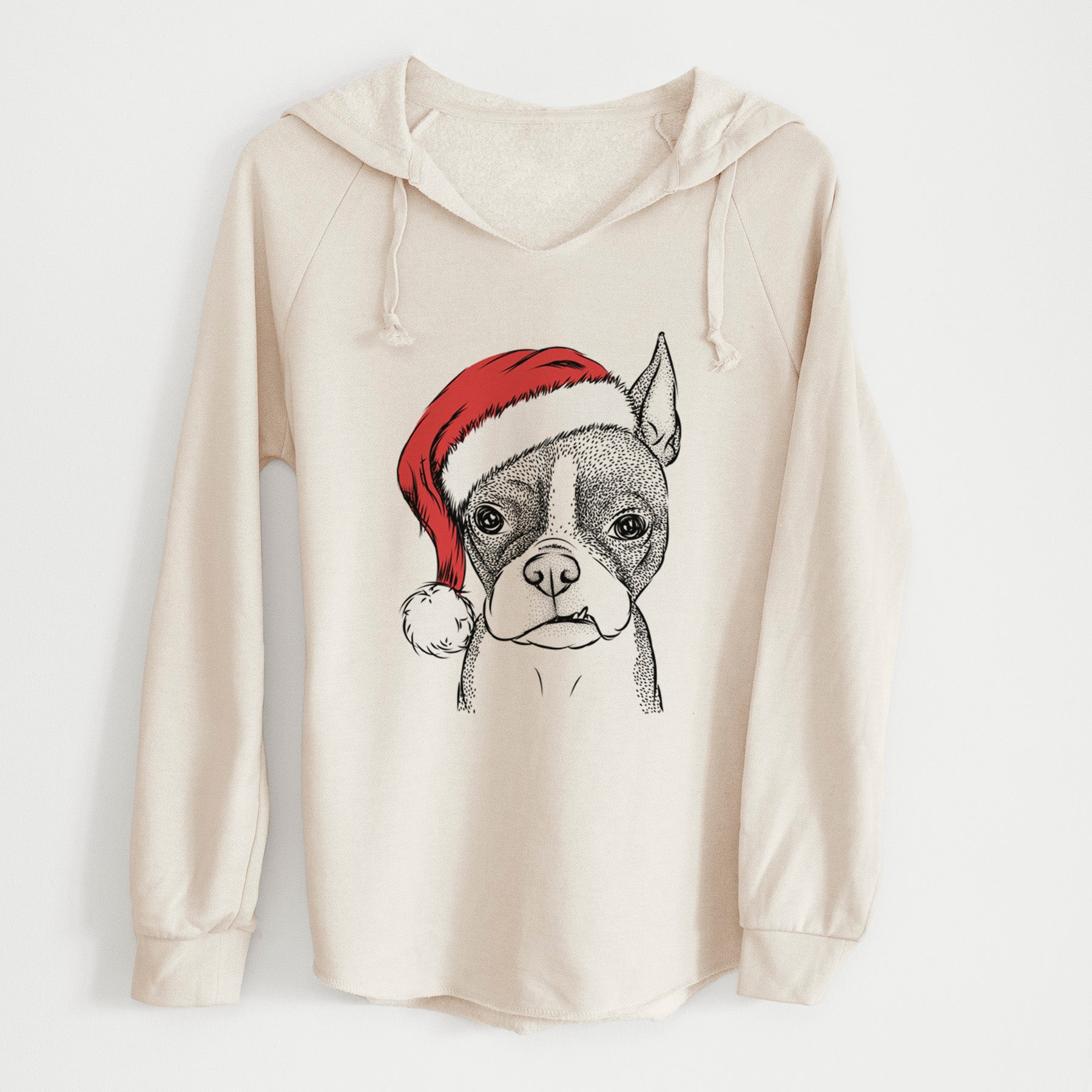 Santa Bean the Boston Terrier - Cali Wave Hooded Sweatshirt