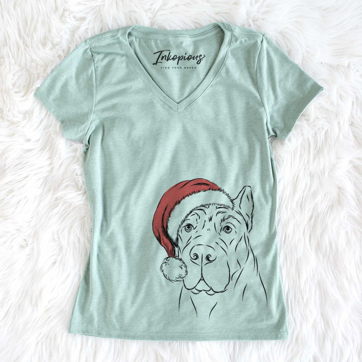 Santa Bearson the Cane Corso - Women's V-neck Shirt