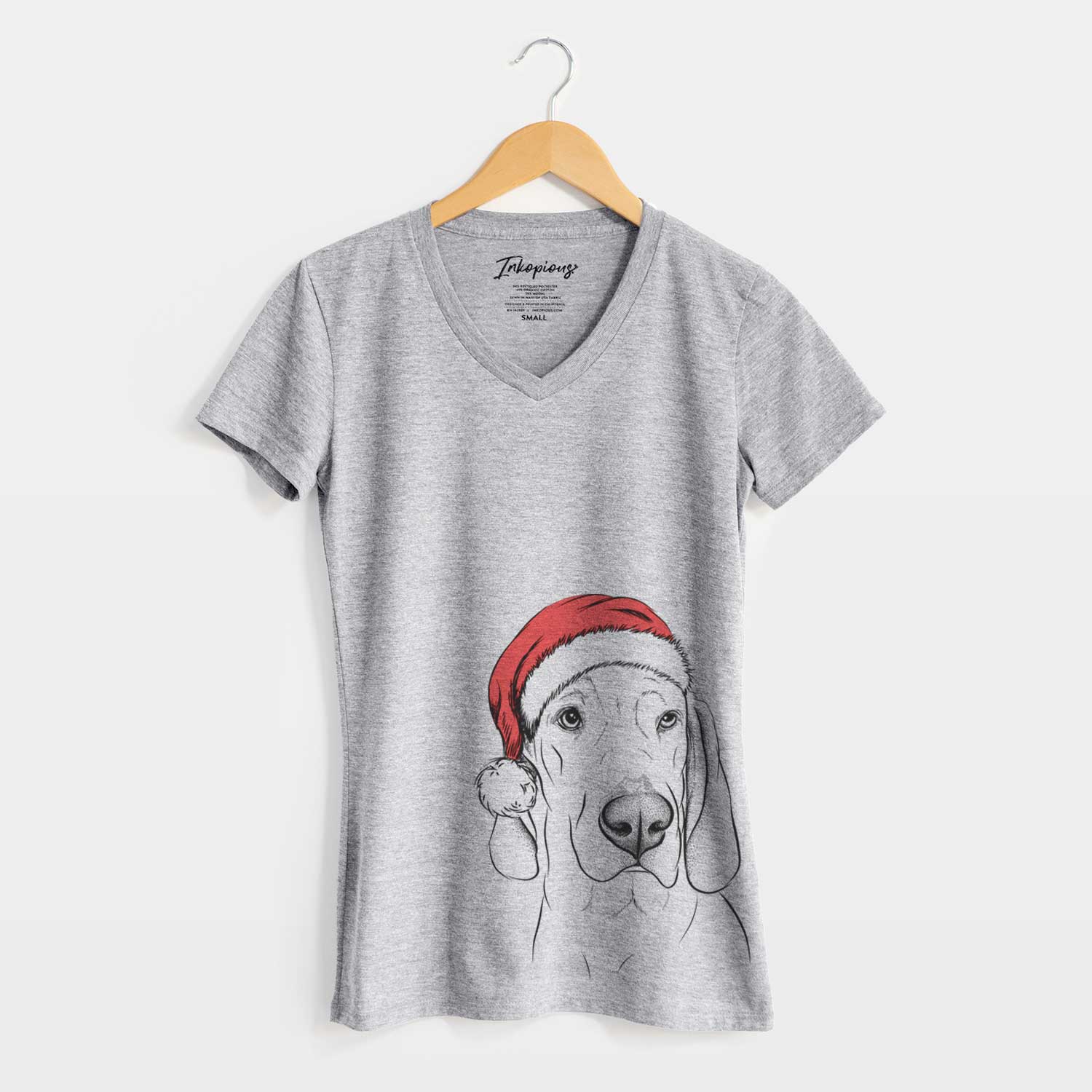 Santa Beauregard the American Redbone Coonhound - Women's V-neck Shirt