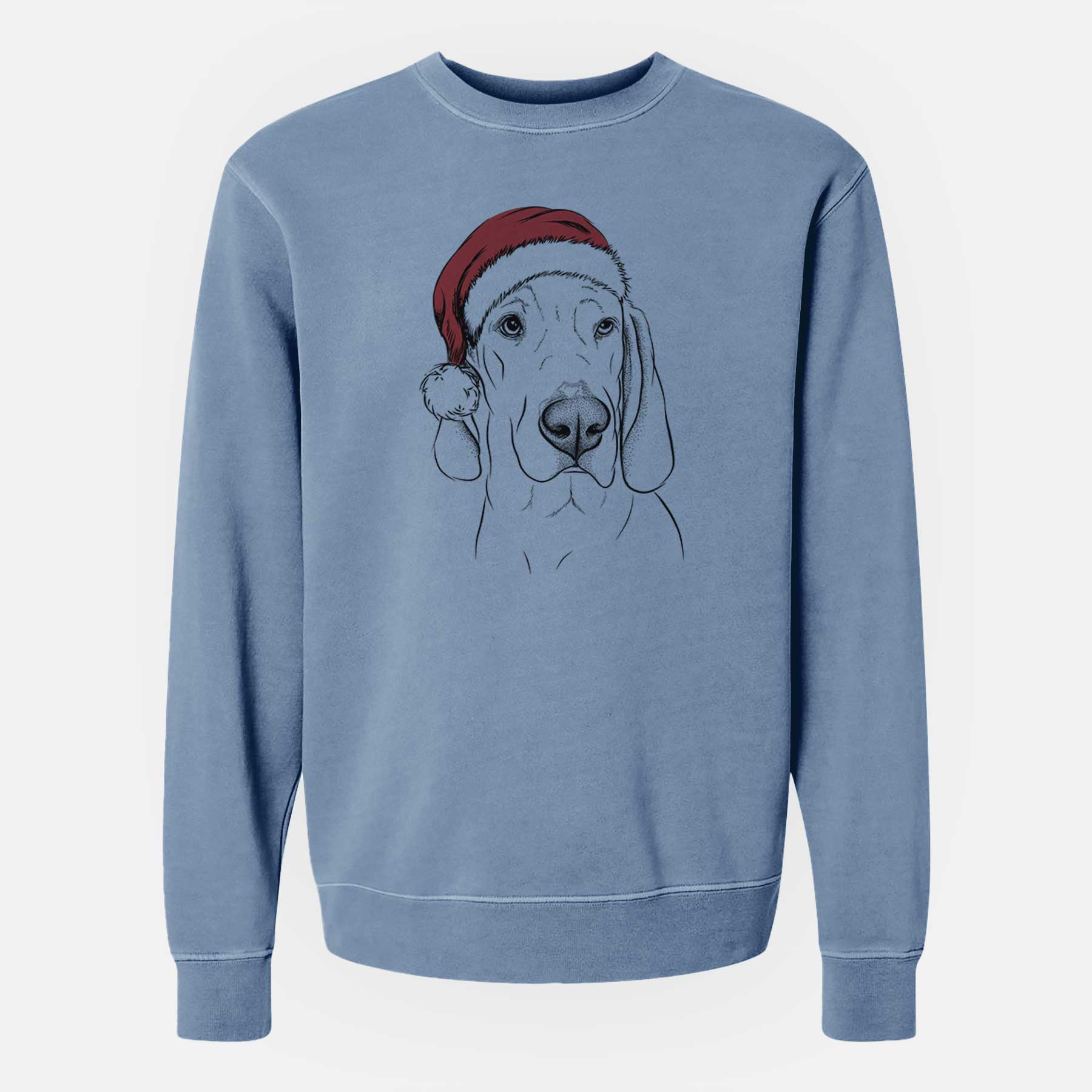 Santa Beauregard the American Redbone Coonhound - Unisex Pigment Dyed Crew Sweatshirt