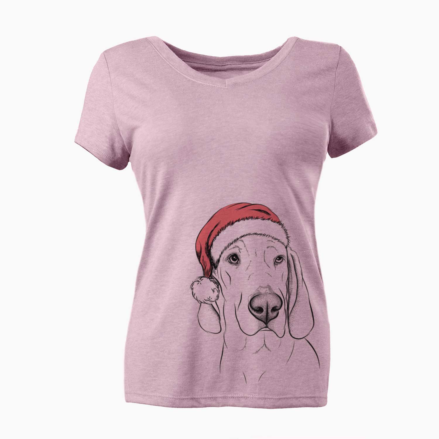 Santa Beauregard the American Redbone Coonhound - Women's V-neck Shirt