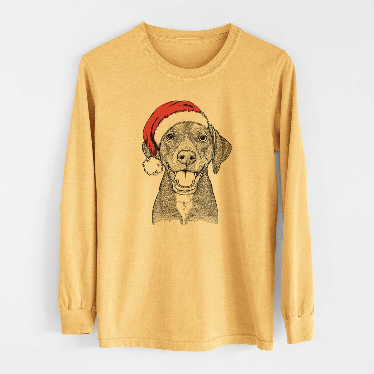 Santa Beaver the Hound Mix - Heavyweight 100% Cotton Long Sleeve