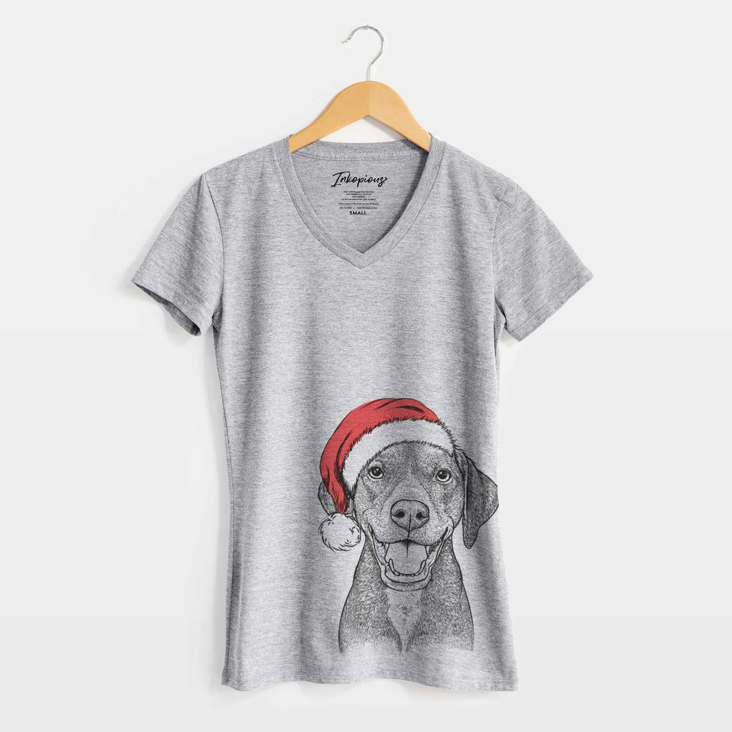 Santa Beaver the Hound Mix - Women's V-neck Shirt