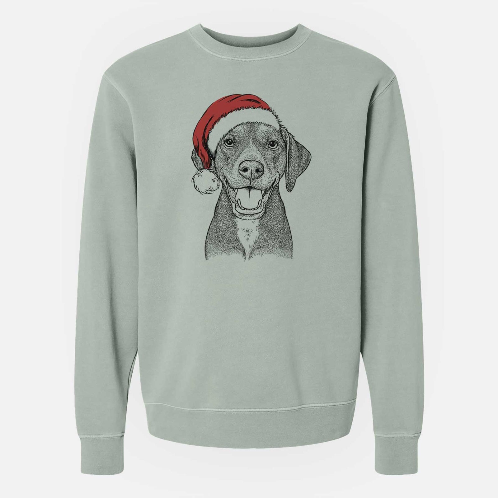 Santa Beaver the Hound Mix - Unisex Pigment Dyed Crew Sweatshirt