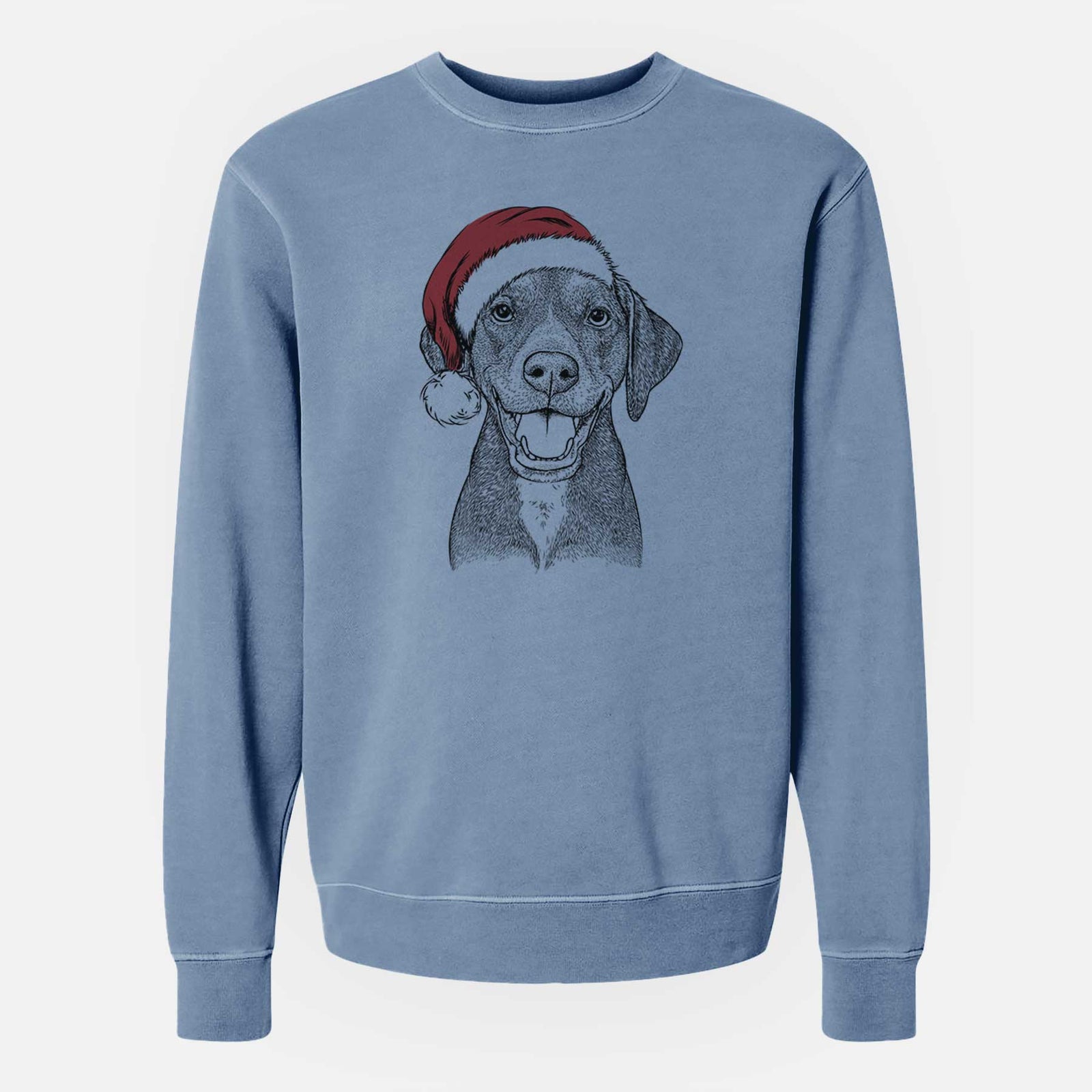 Santa Beaver the Hound Mix - Unisex Pigment Dyed Crew Sweatshirt