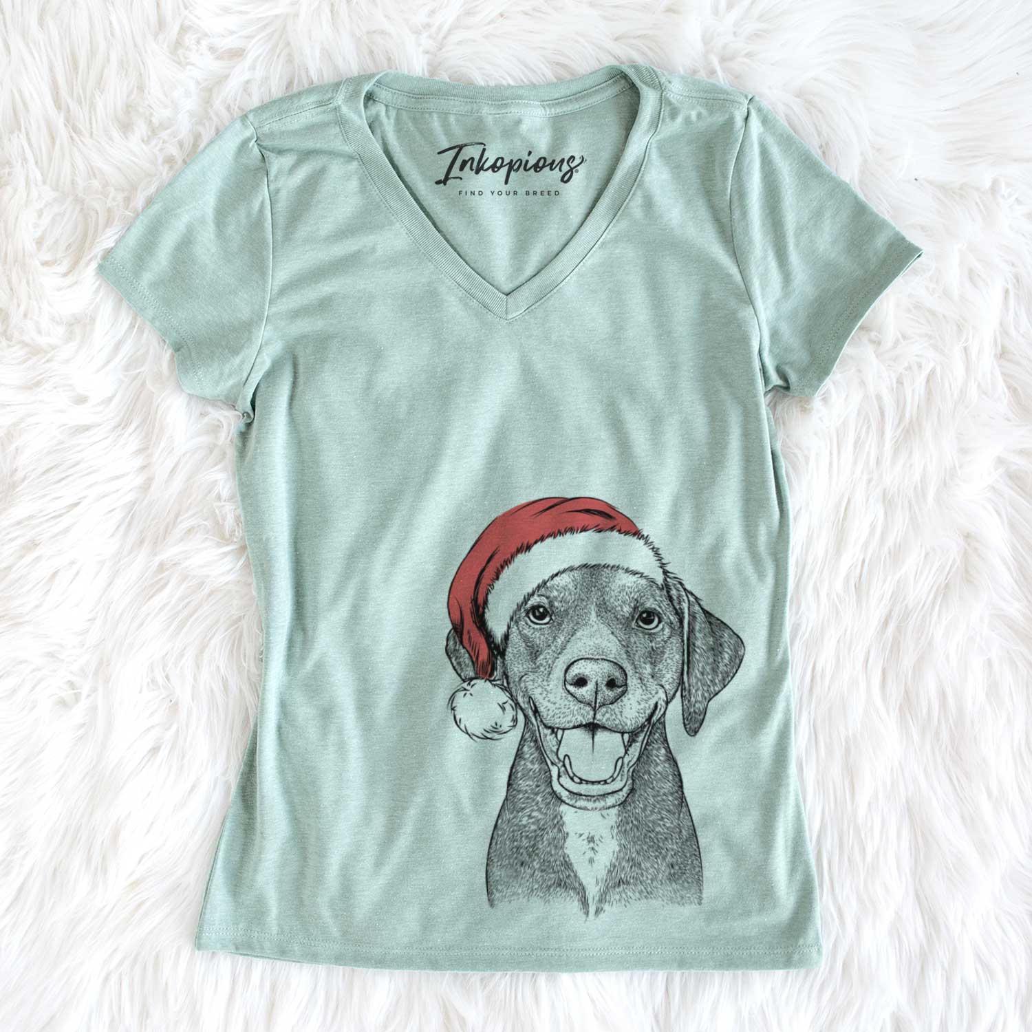 Santa Beaver the Hound Mix - Women's V-neck Shirt