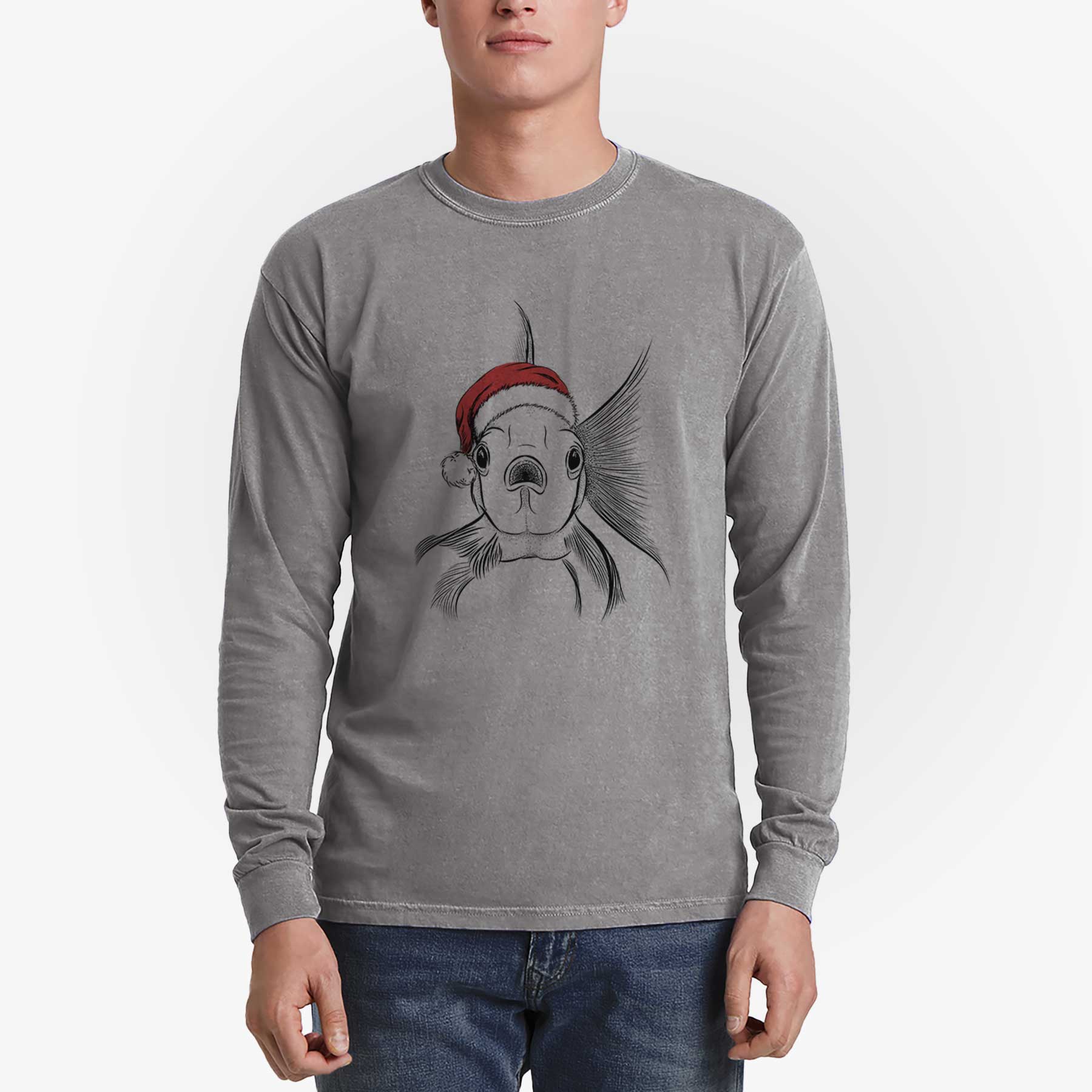 Santa Beefcake the Goldfish - Heavyweight 100% Cotton Long Sleeve