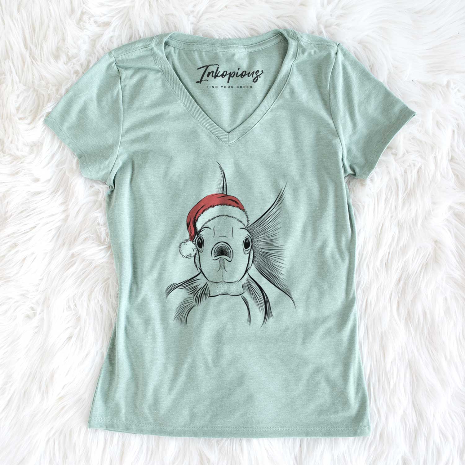 Santa Beefcake the Goldfish - Women's V-neck Shirt