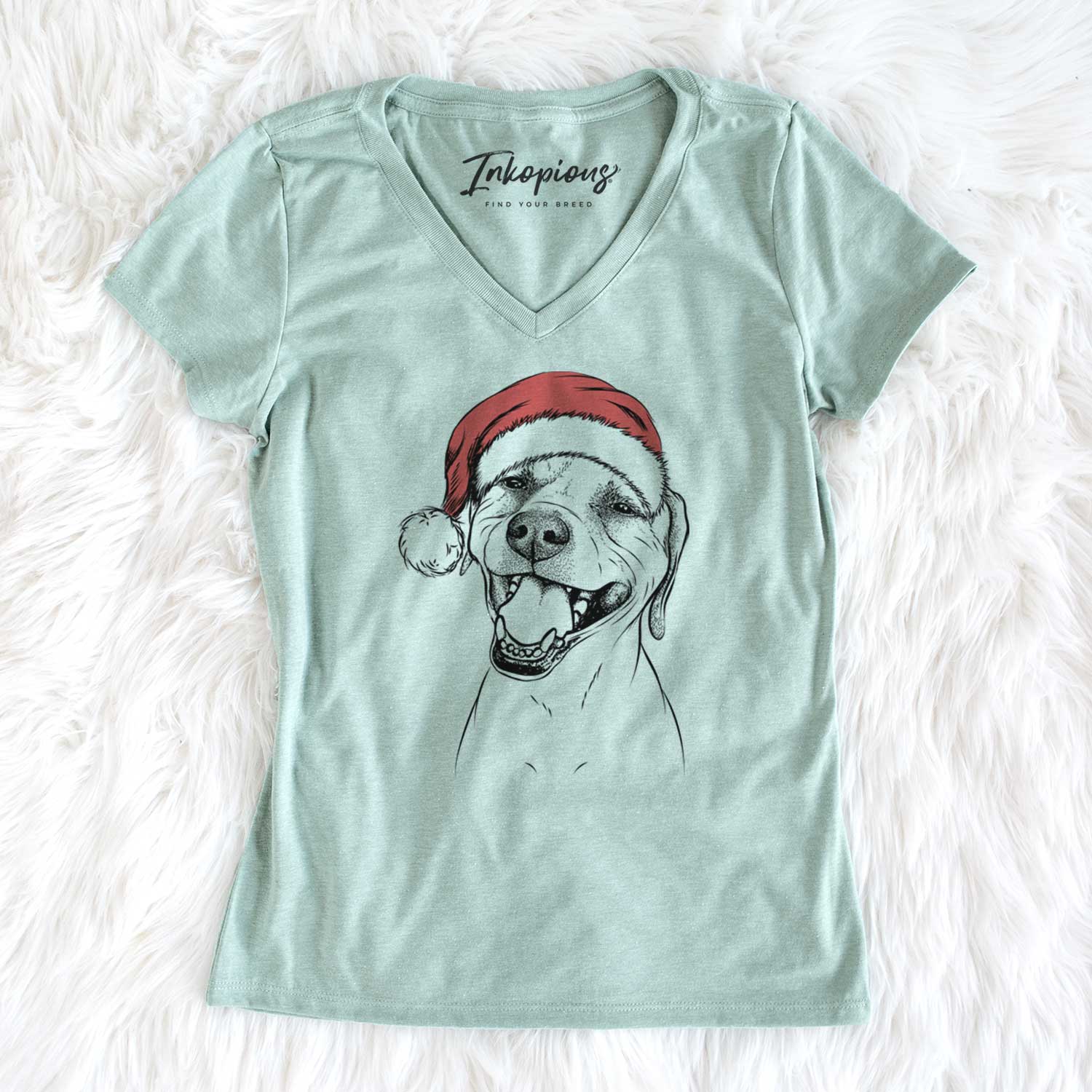 Santa Beemer the Boxer Pitbull Terrier Mix - Women's V-neck Shirt