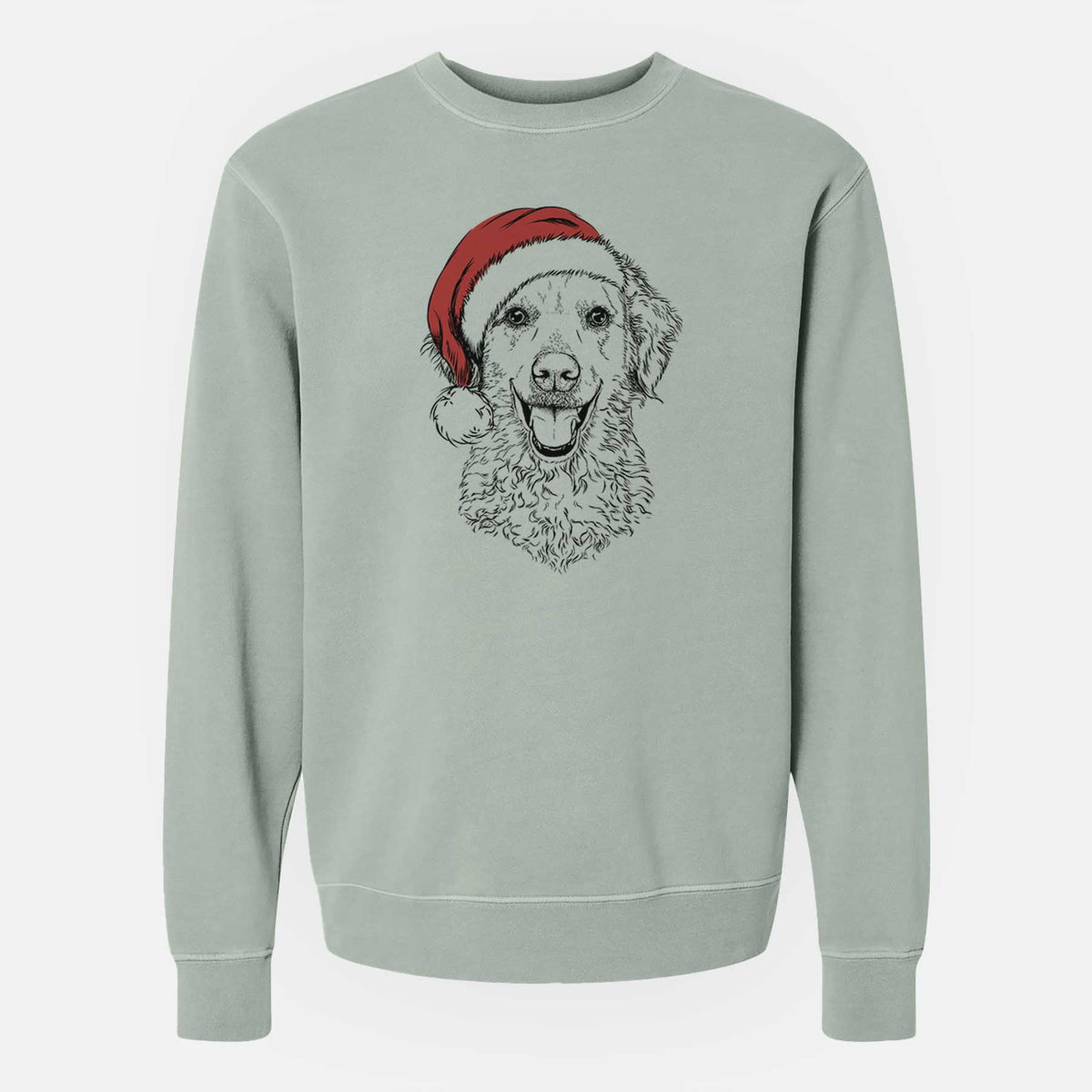 Santa Bella Bean the Goldendoodle - Unisex Pigment Dyed Crew Sweatshirt