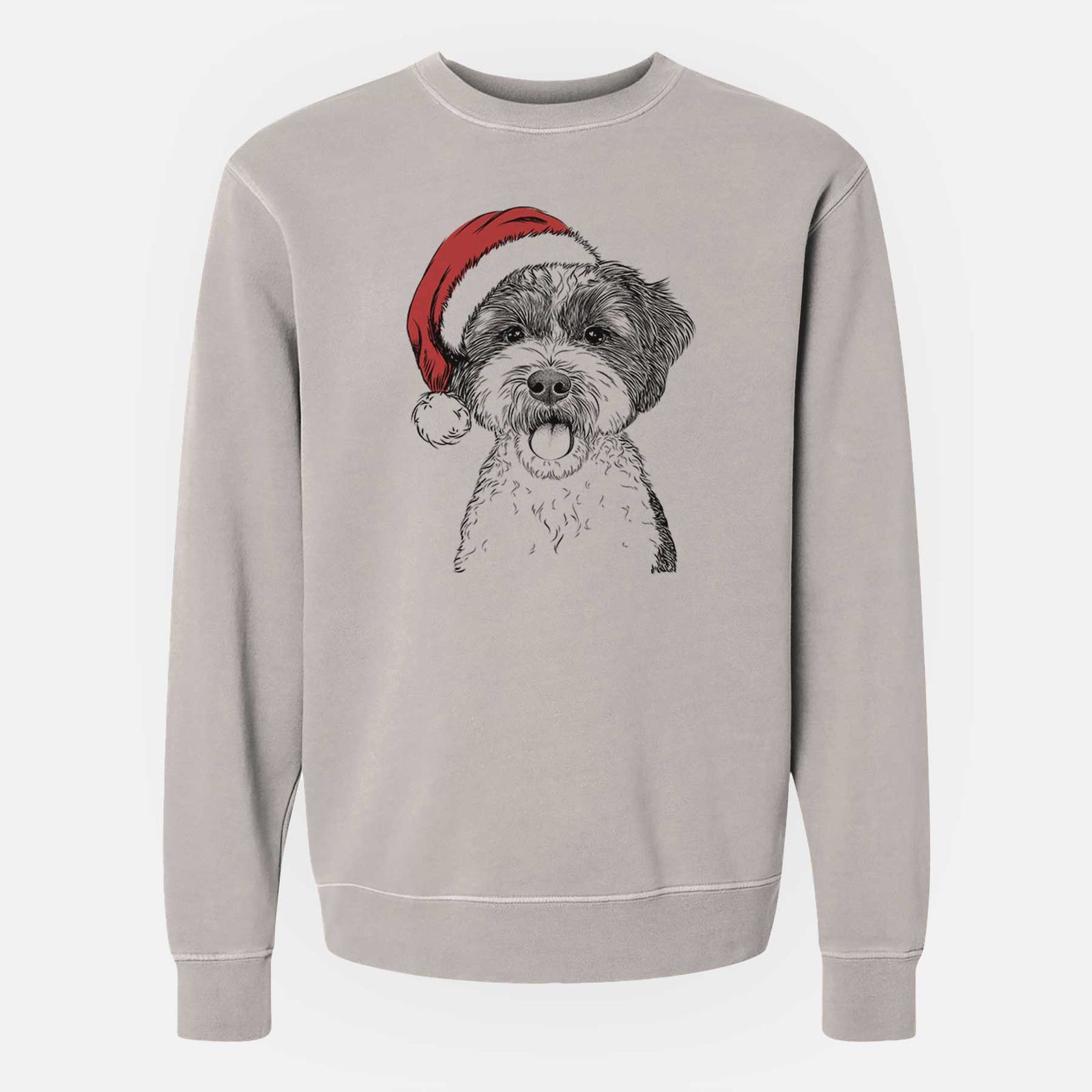 Santa Bella the Cockapoo - Unisex Pigment Dyed Crew Sweatshirt