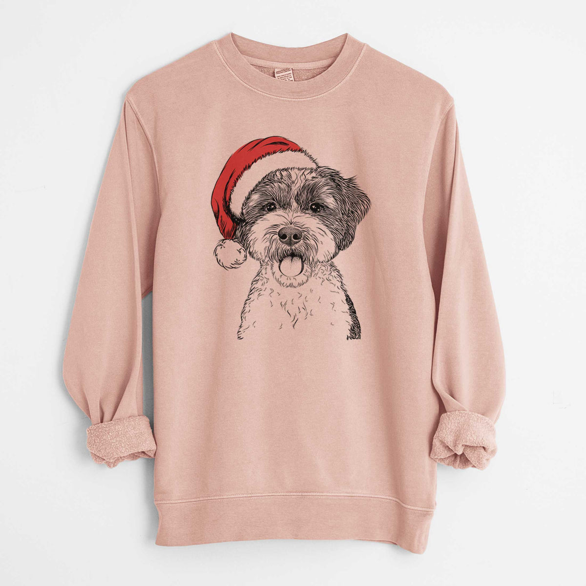 Santa Bella the Cockapoo - Unisex Pigment Dyed Crew Sweatshirt