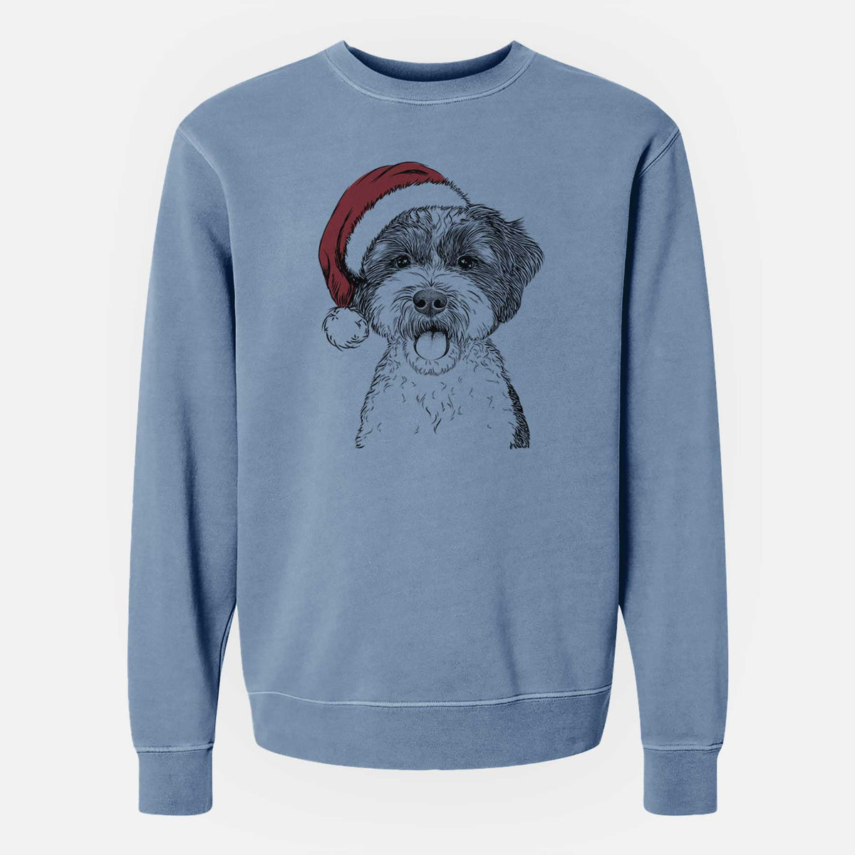Santa Bella the Cockapoo - Unisex Pigment Dyed Crew Sweatshirt