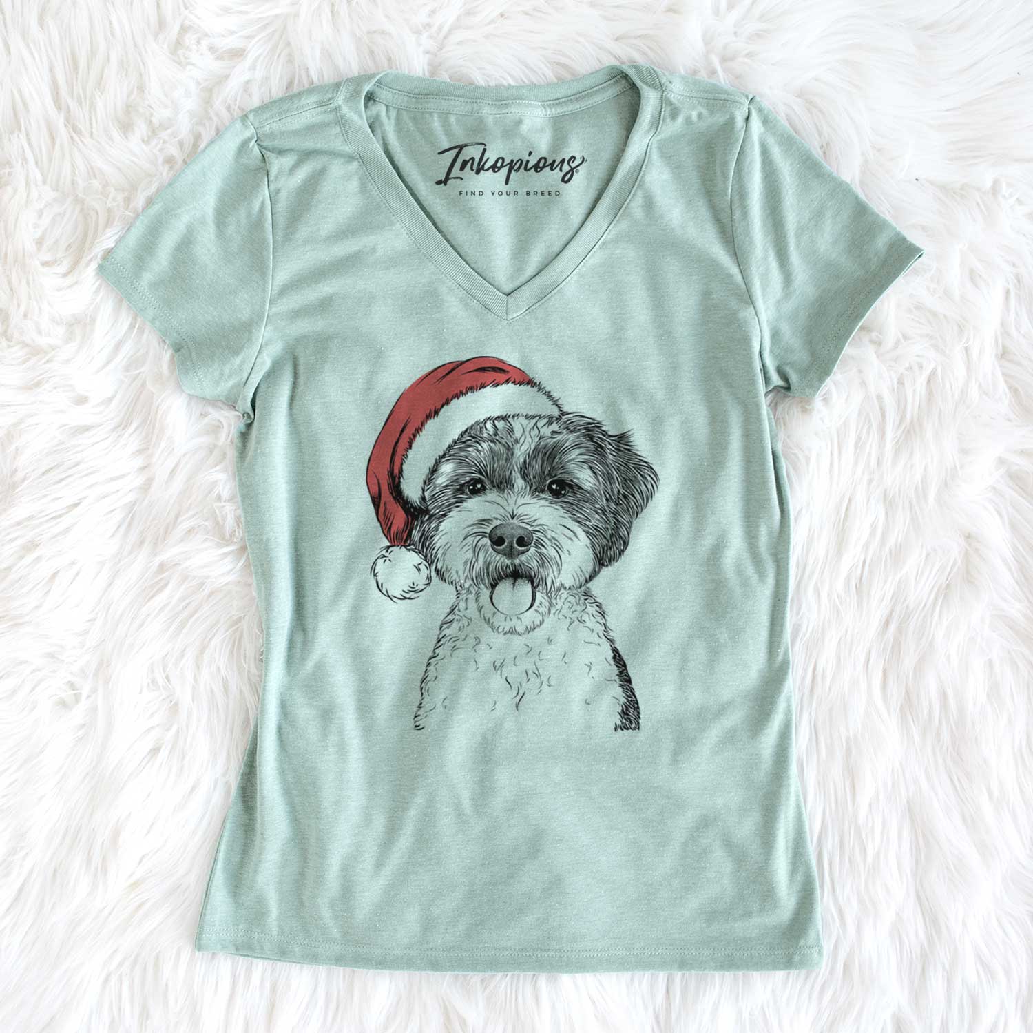 Santa Bella the Cockapoo - Women's V-neck Shirt