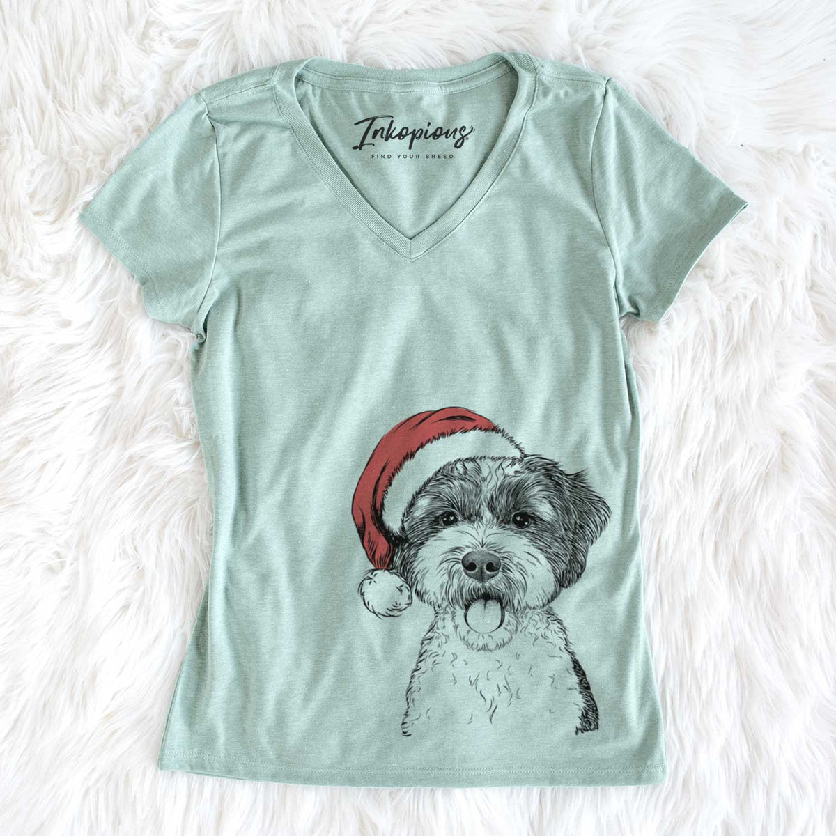 Santa Bella the Cockapoo - Women&#39;s V-neck Shirt