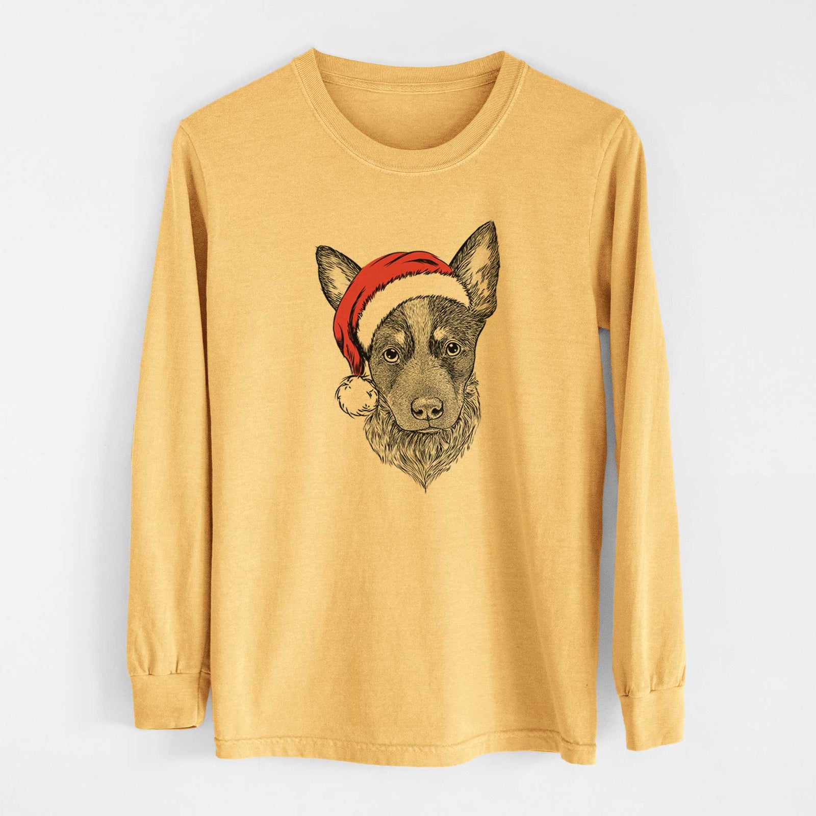 Santa Bella the Blue Heeler Puppy - Heavyweight 100% Cotton Long Sleeve