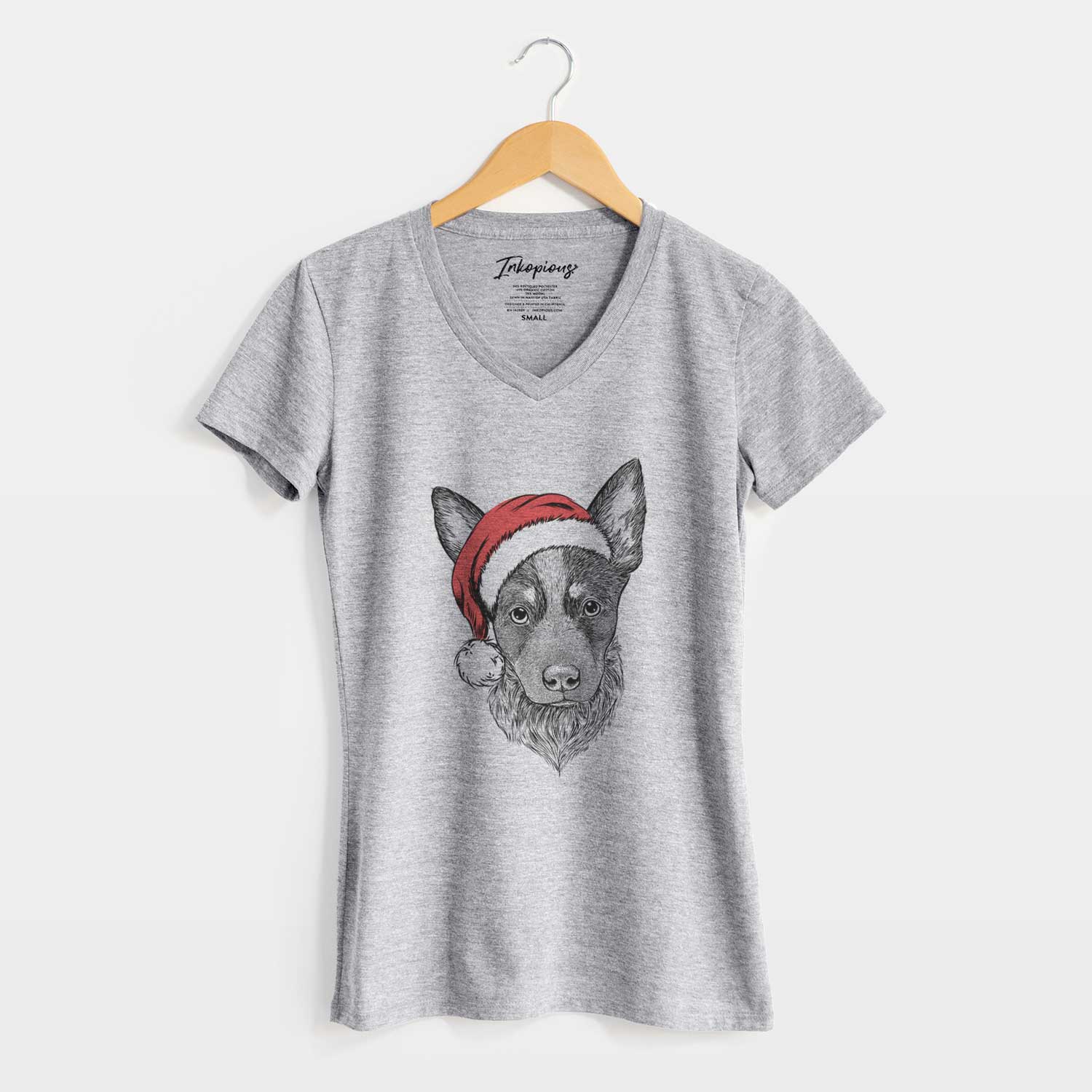 Santa Bella the Blue Heeler Puppy - Women's V-neck Shirt