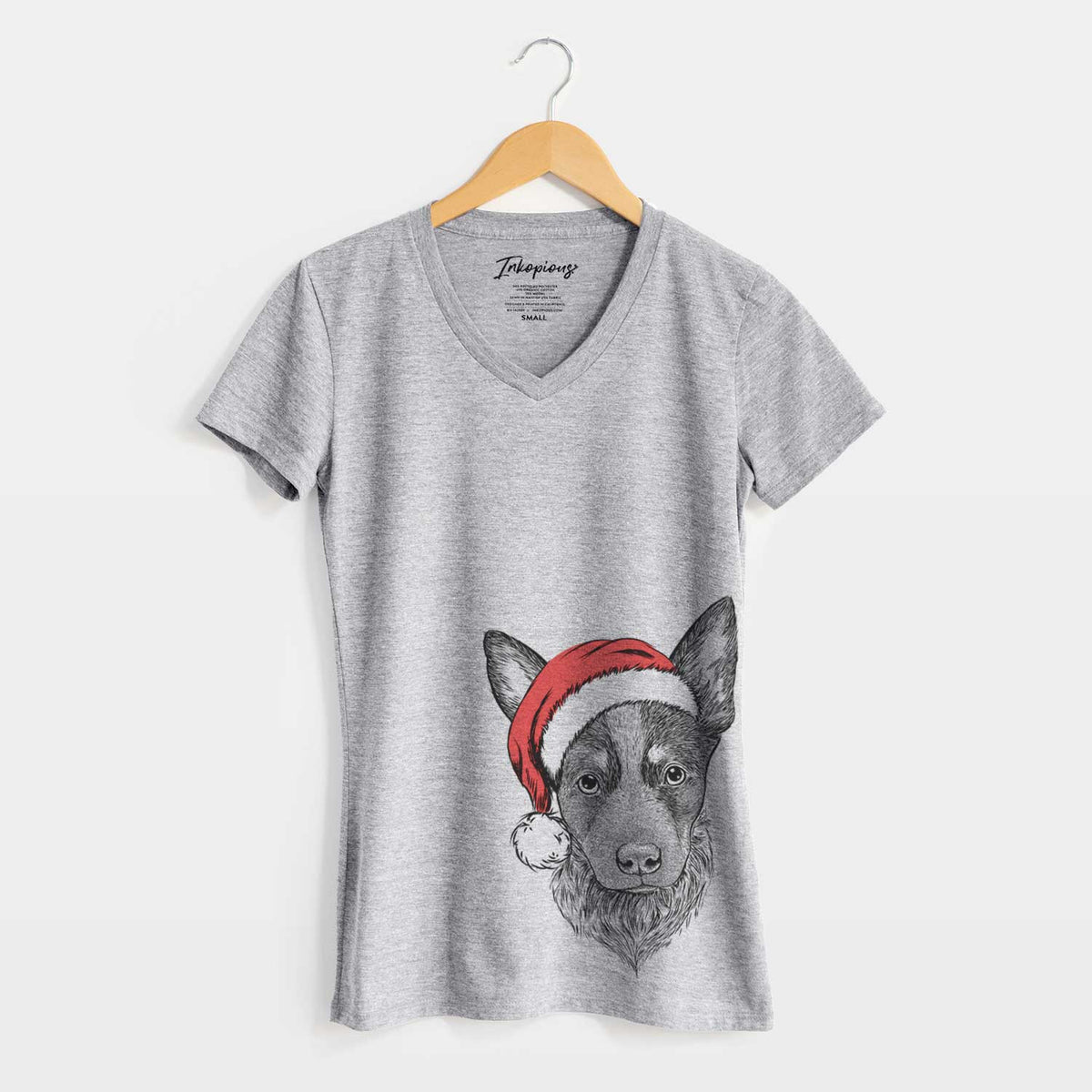 Santa Bella the Blue Heeler Puppy - Women's V-neck Shirt