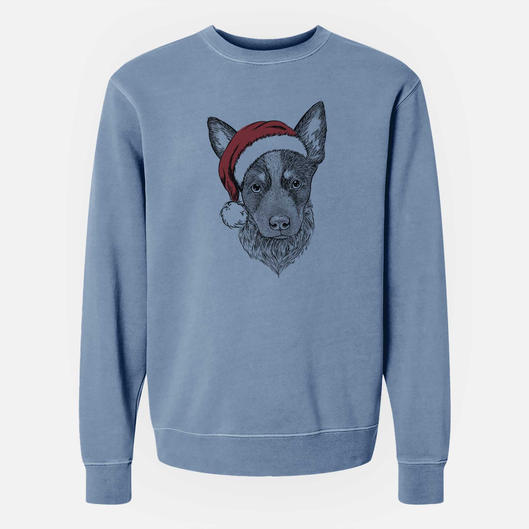 Santa Bella the Blue Heeler Puppy - Unisex Pigment Dyed Crew Sweatshirt