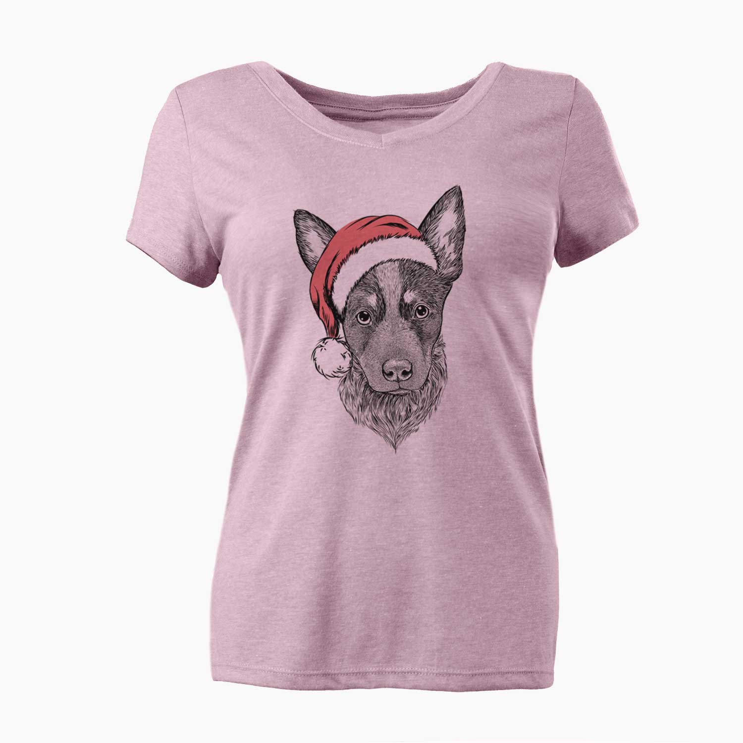 Santa Bella the Blue Heeler Puppy - Women's V-neck Shirt