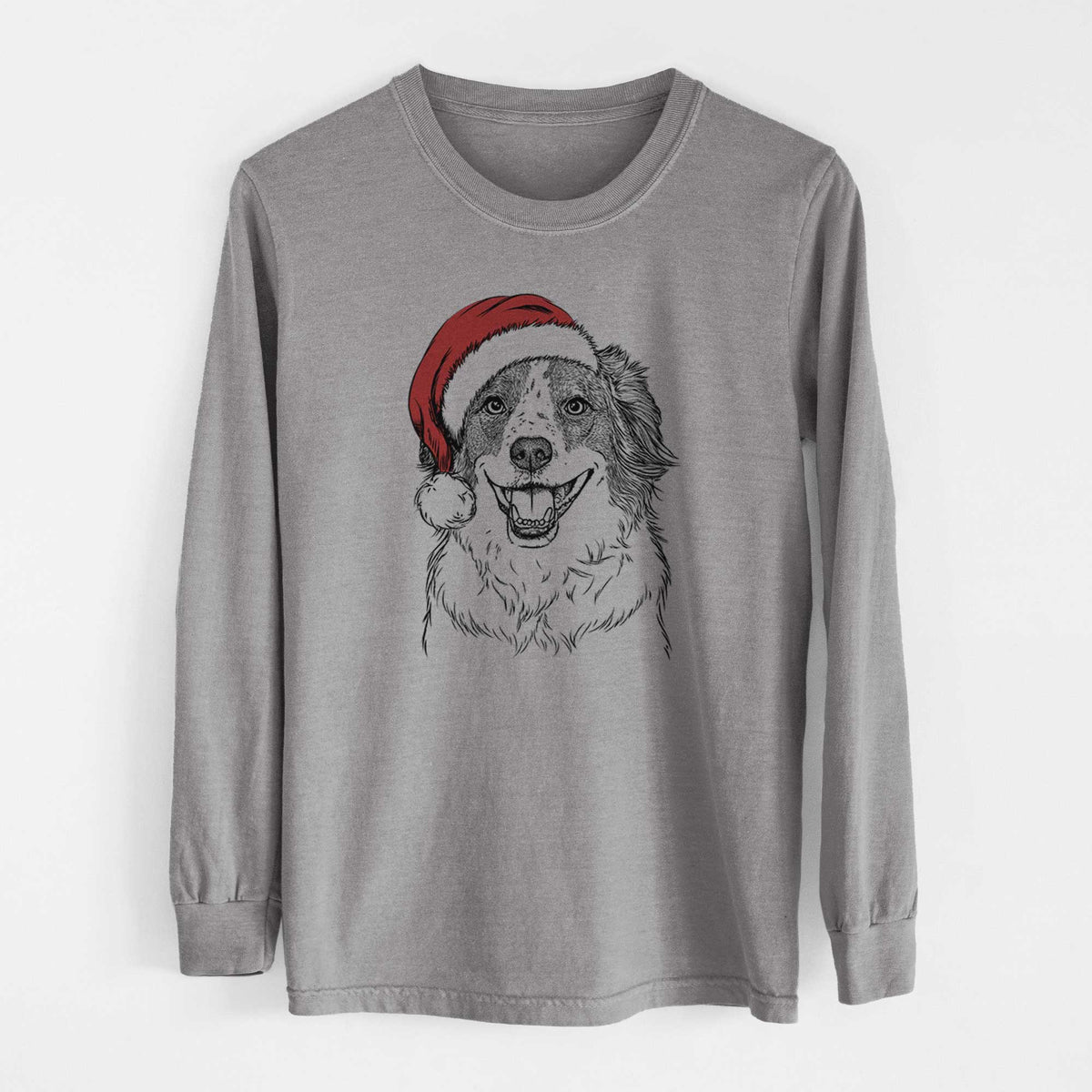 Santa Belle the Australian Shepherd Mix - Heavyweight 100% Cotton Long Sleeve