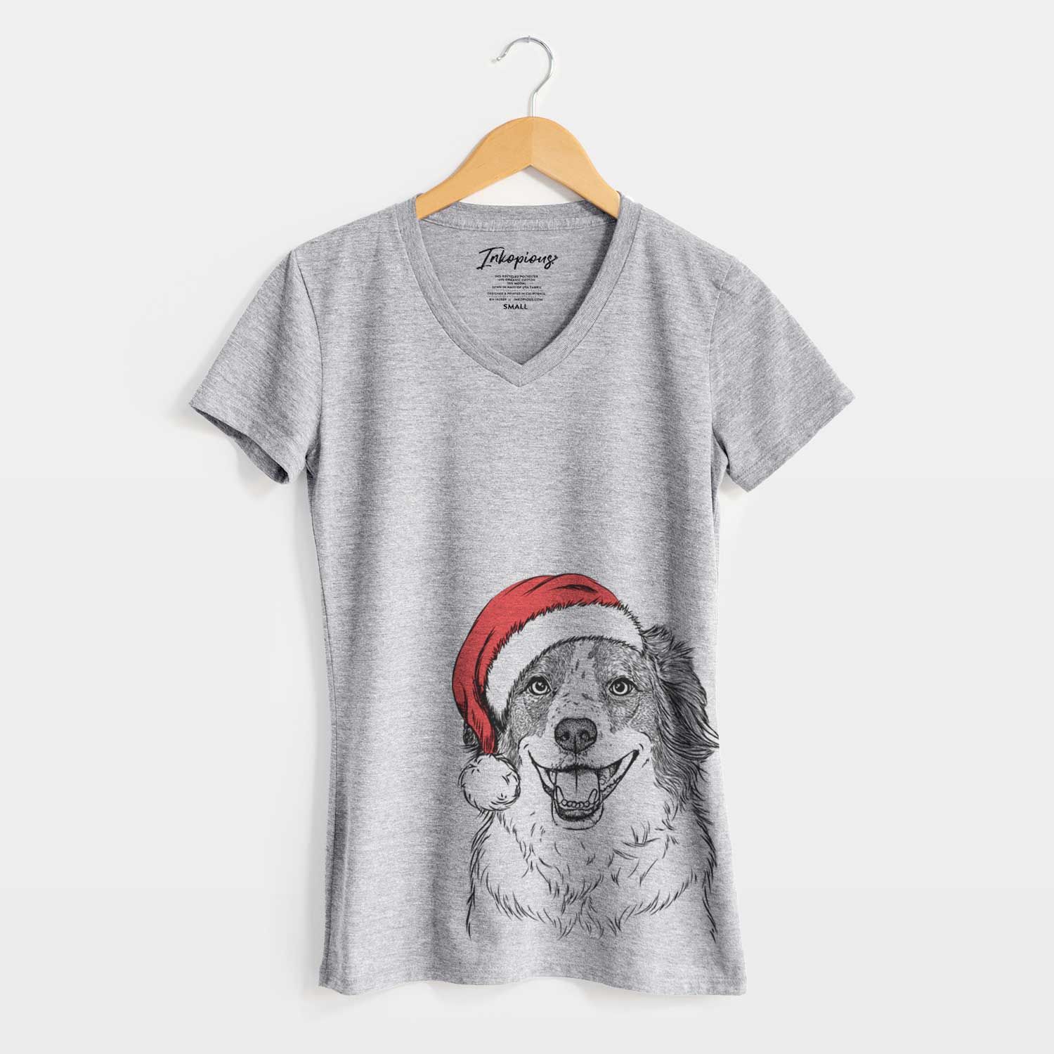 Santa Belle the Australian Shepherd Mix - Women's V-neck Shirt