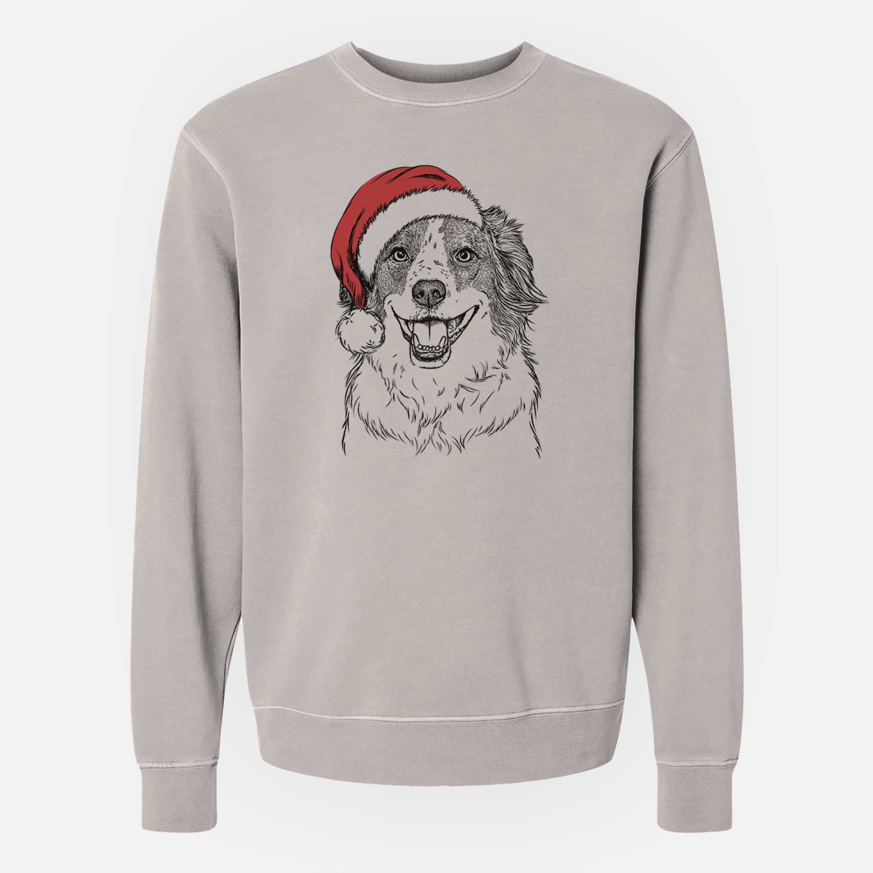 Santa Belle the Australian Shepherd Mix - Unisex Pigment Dyed Crew Sweatshirt