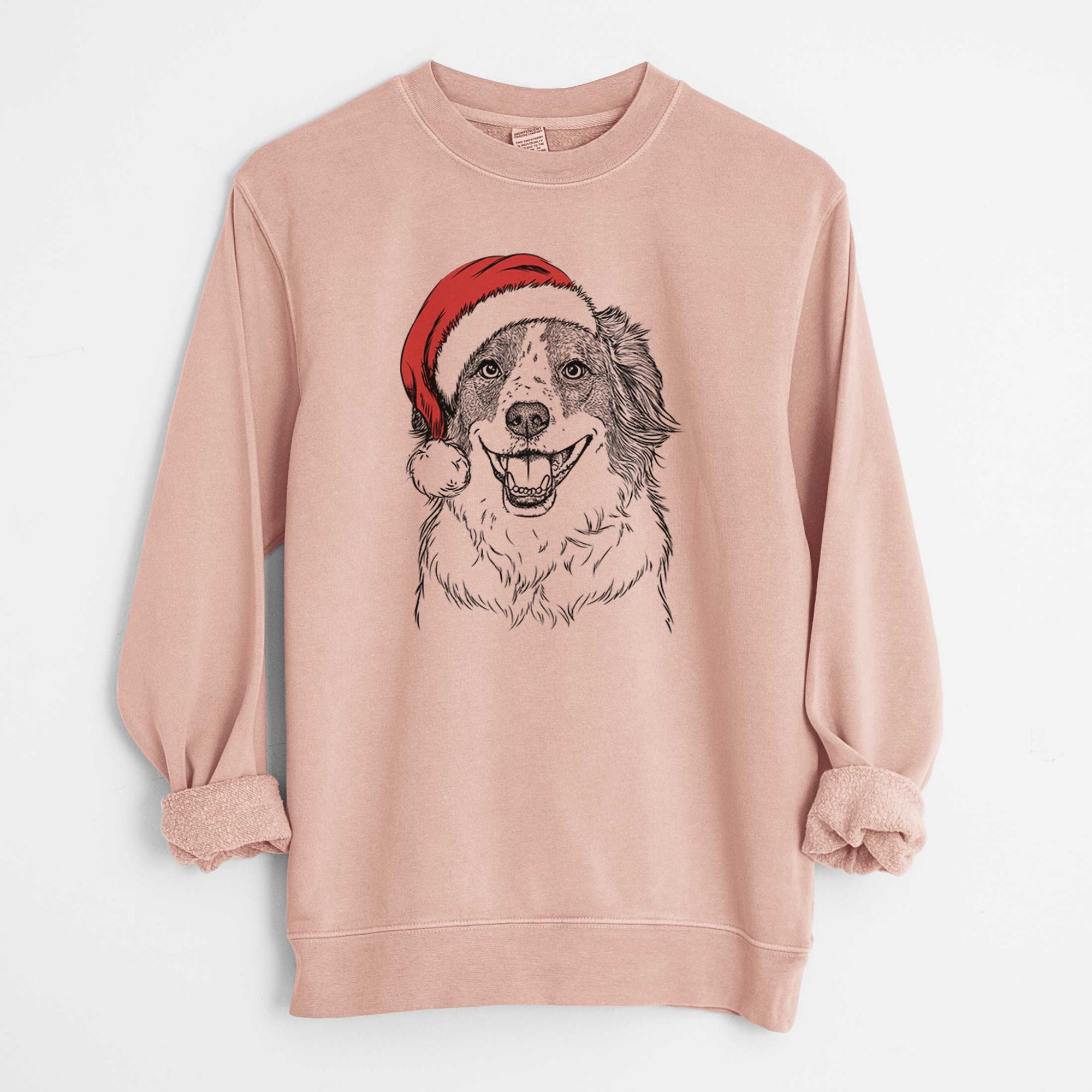 Santa Belle the Australian Shepherd Mix - Unisex Pigment Dyed Crew Sweatshirt