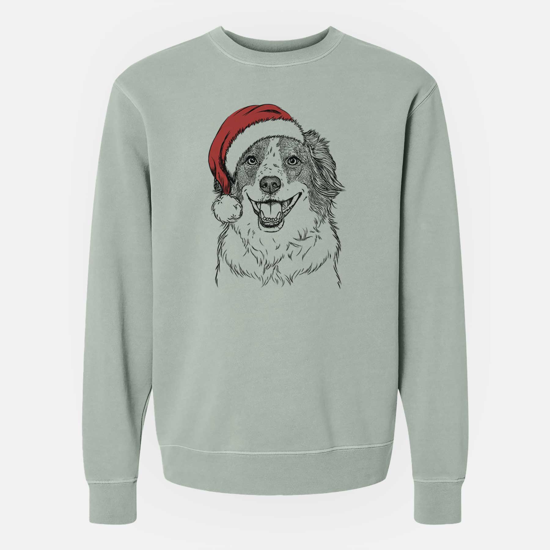 Santa Belle the Australian Shepherd Mix - Unisex Pigment Dyed Crew Sweatshirt