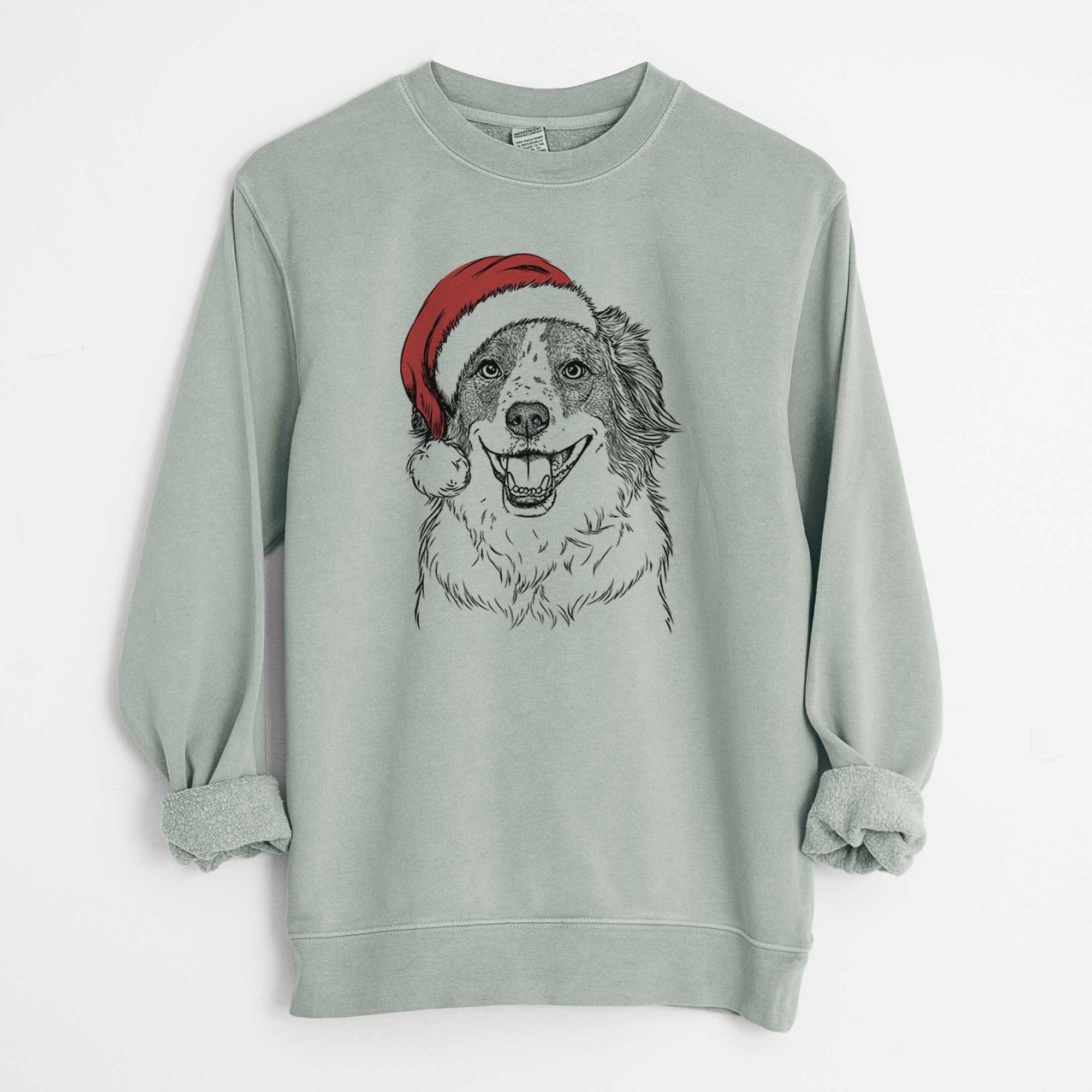 Santa Belle the Australian Shepherd Mix - Unisex Pigment Dyed Crew Sweatshirt