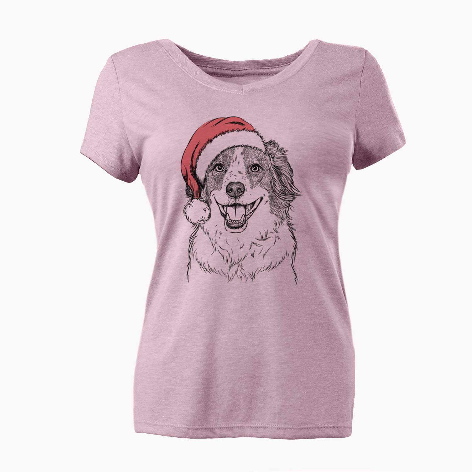 Santa Belle the Australian Shepherd Mix - Women's V-neck Shirt