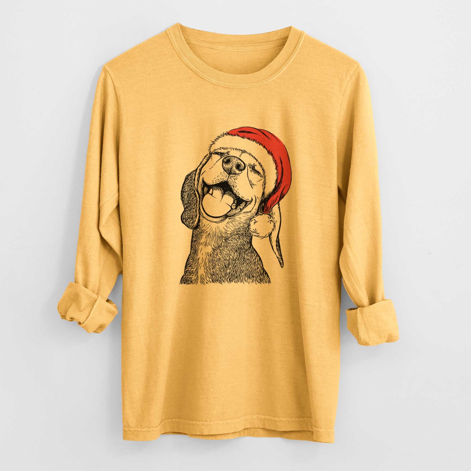 Santa Belle the Hound Mix - Heavyweight 100% Cotton Long Sleeve