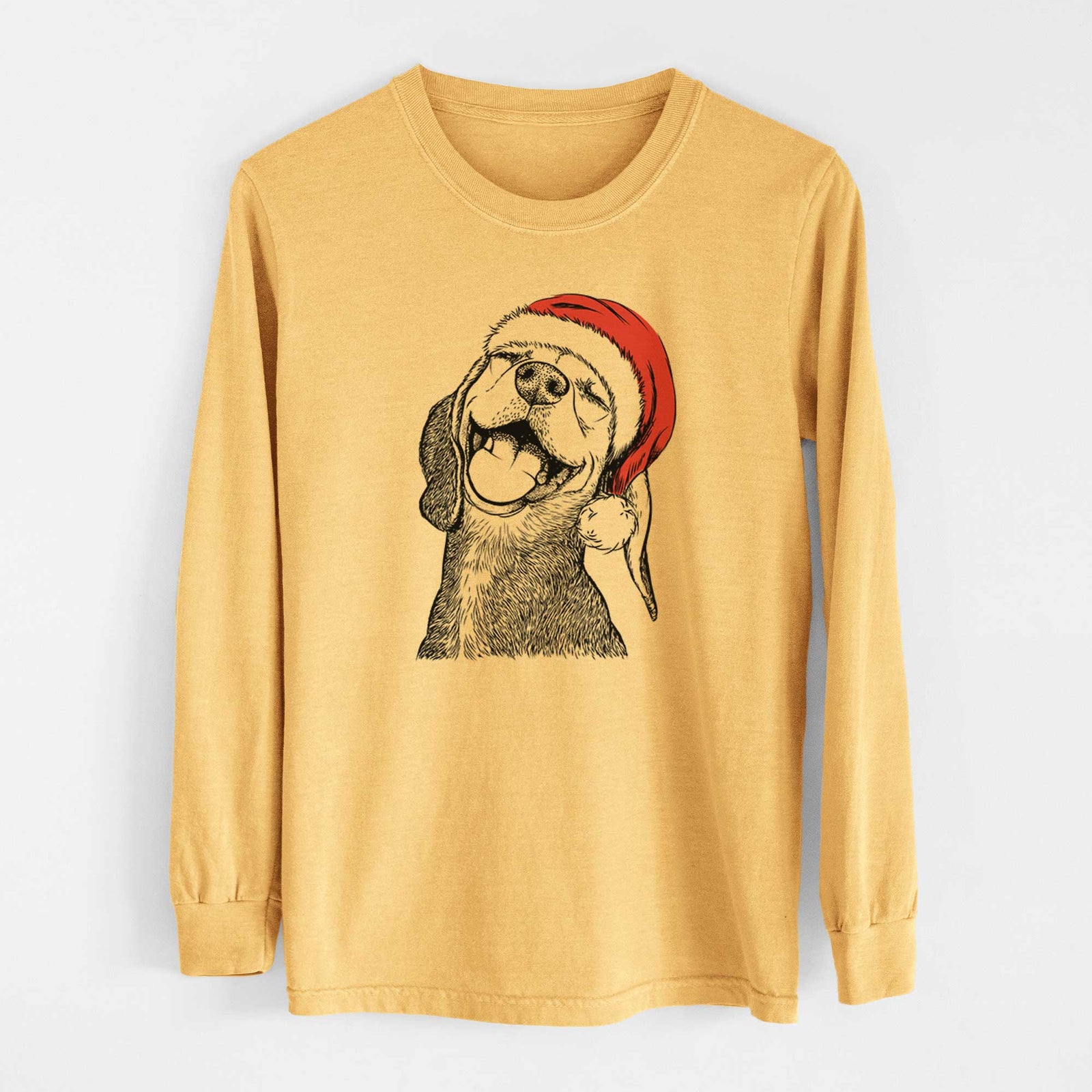 Santa Belle the Hound Mix - Heavyweight 100% Cotton Long Sleeve