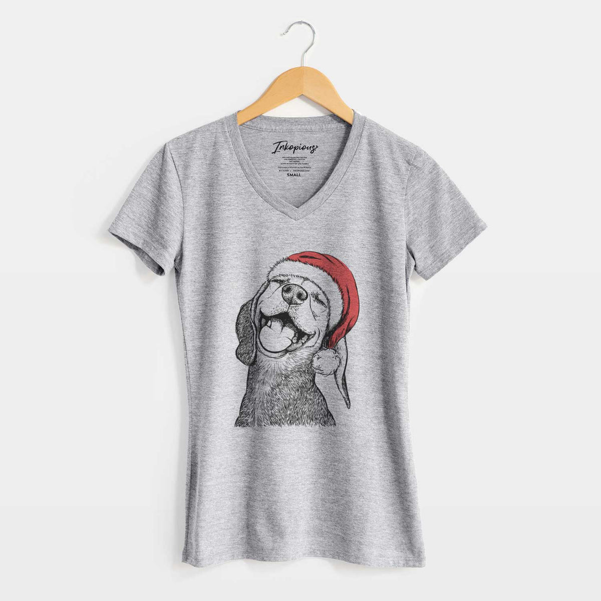 Santa Belle the Hound Mix - Women's V-neck Shirt