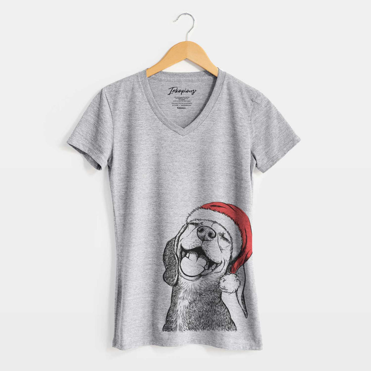 Santa Belle the Hound Mix - Women's V-neck Shirt