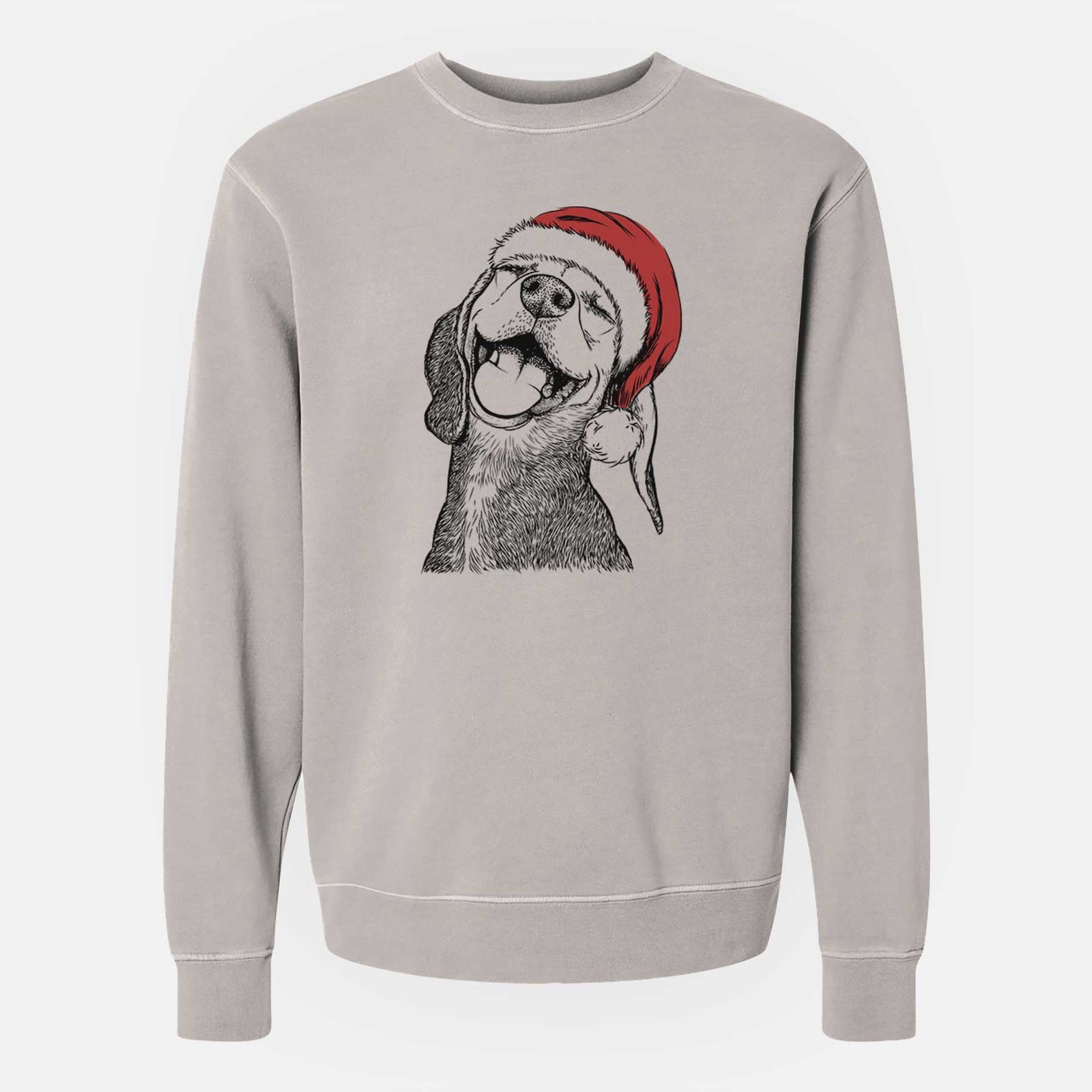 Santa Belle the Hound Mix - Unisex Pigment Dyed Crew Sweatshirt