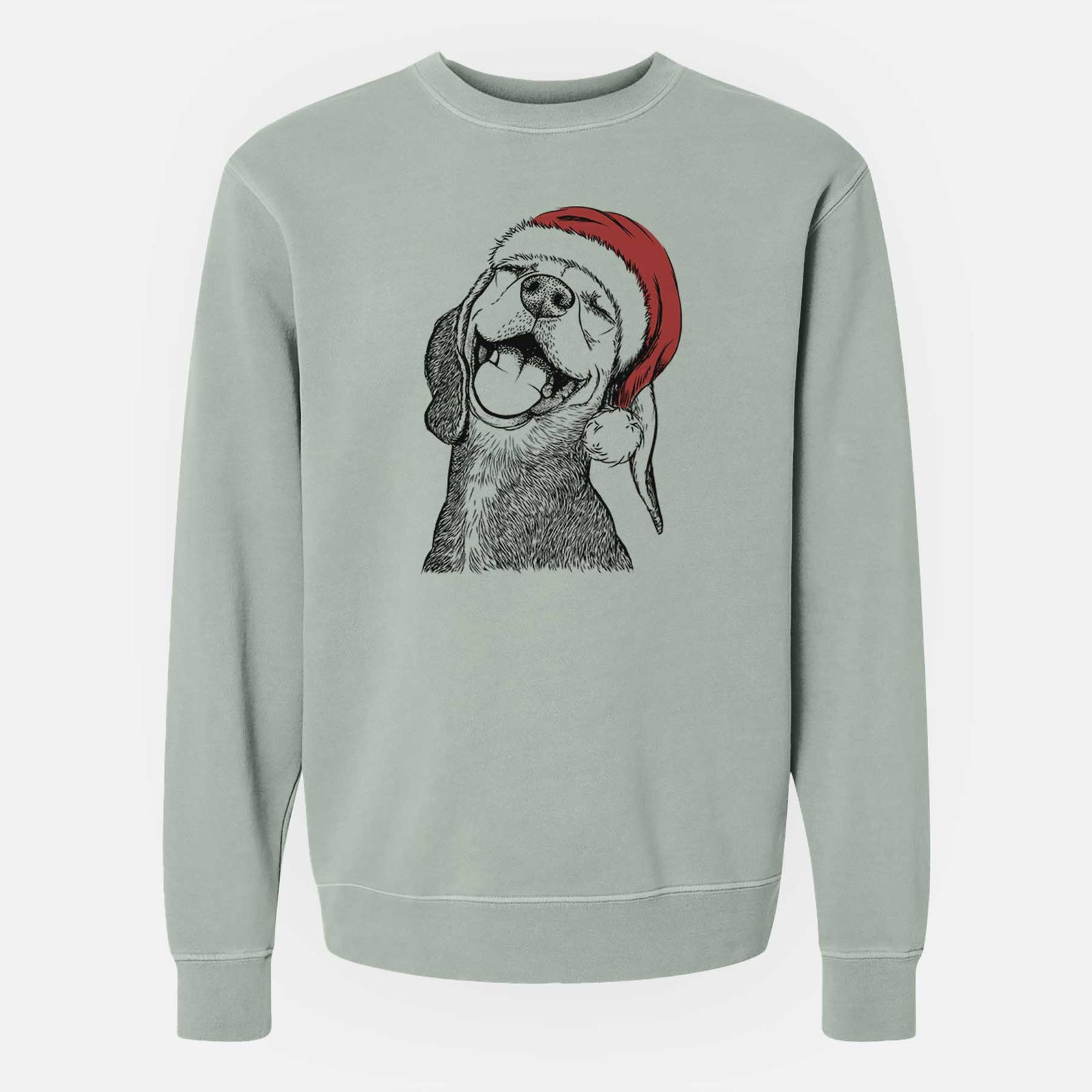 Santa Belle the Hound Mix - Unisex Pigment Dyed Crew Sweatshirt